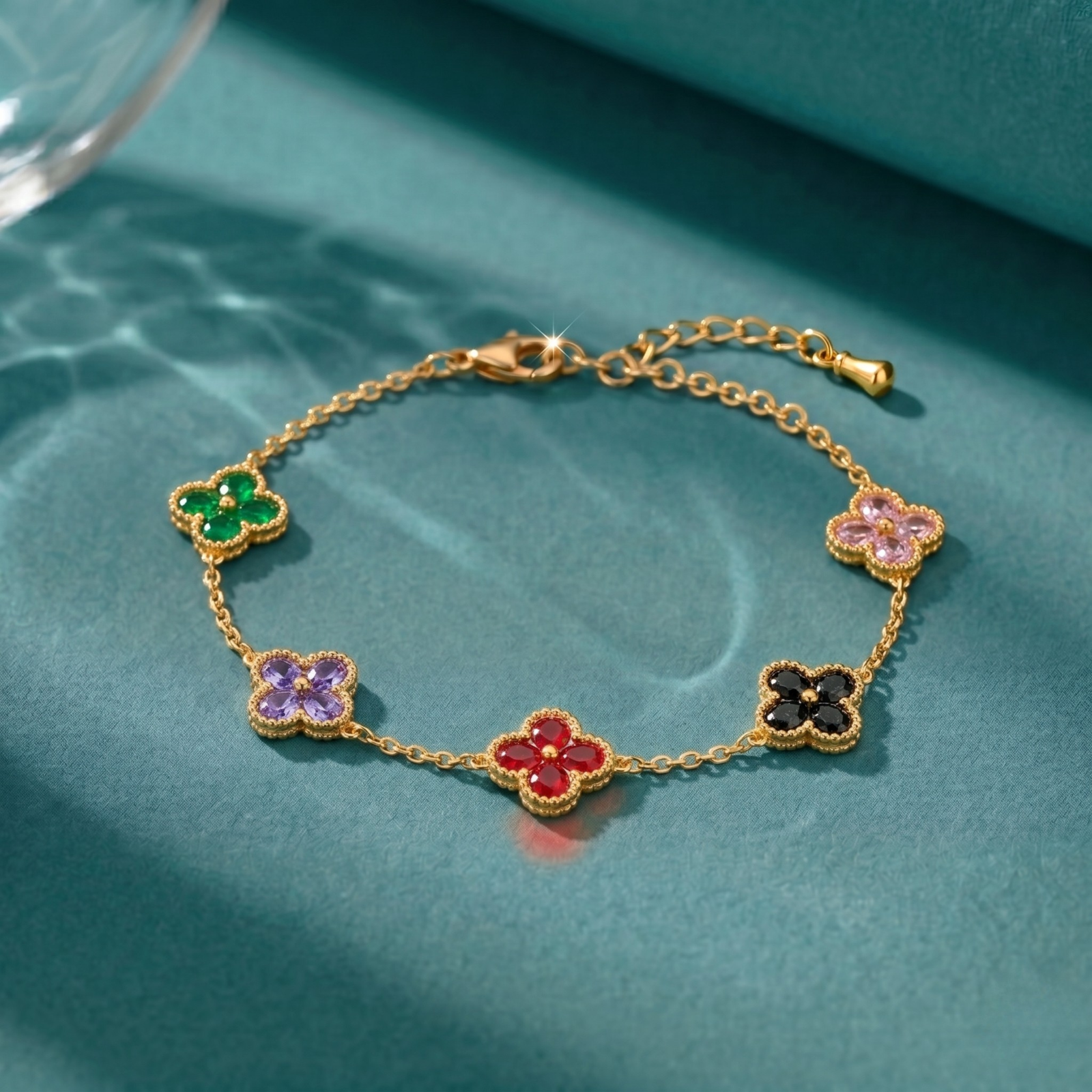 Multicolor Floral Charm Bracelet