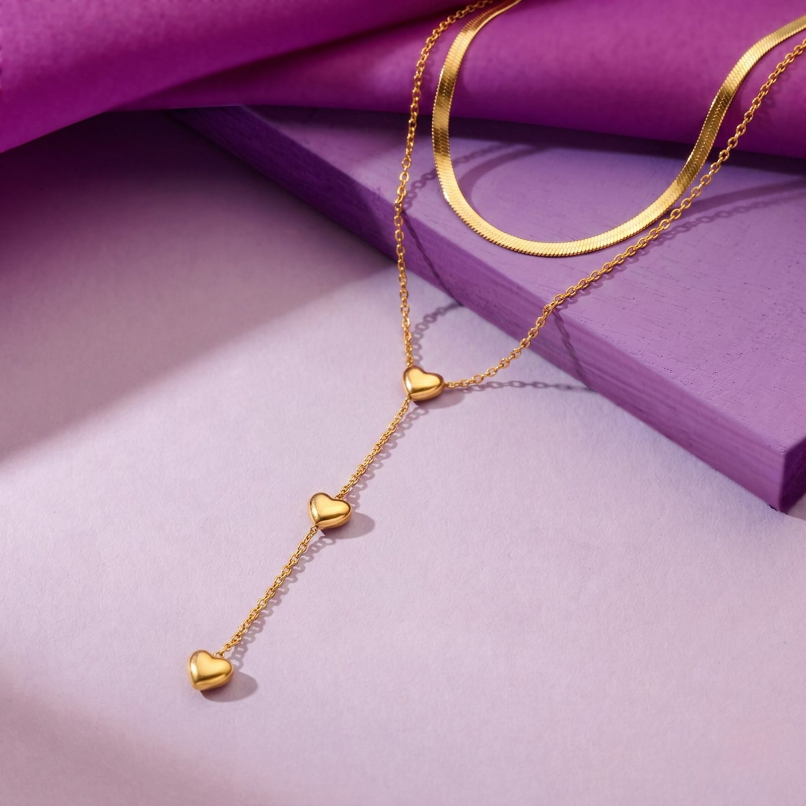 Double Heart Drop Chain