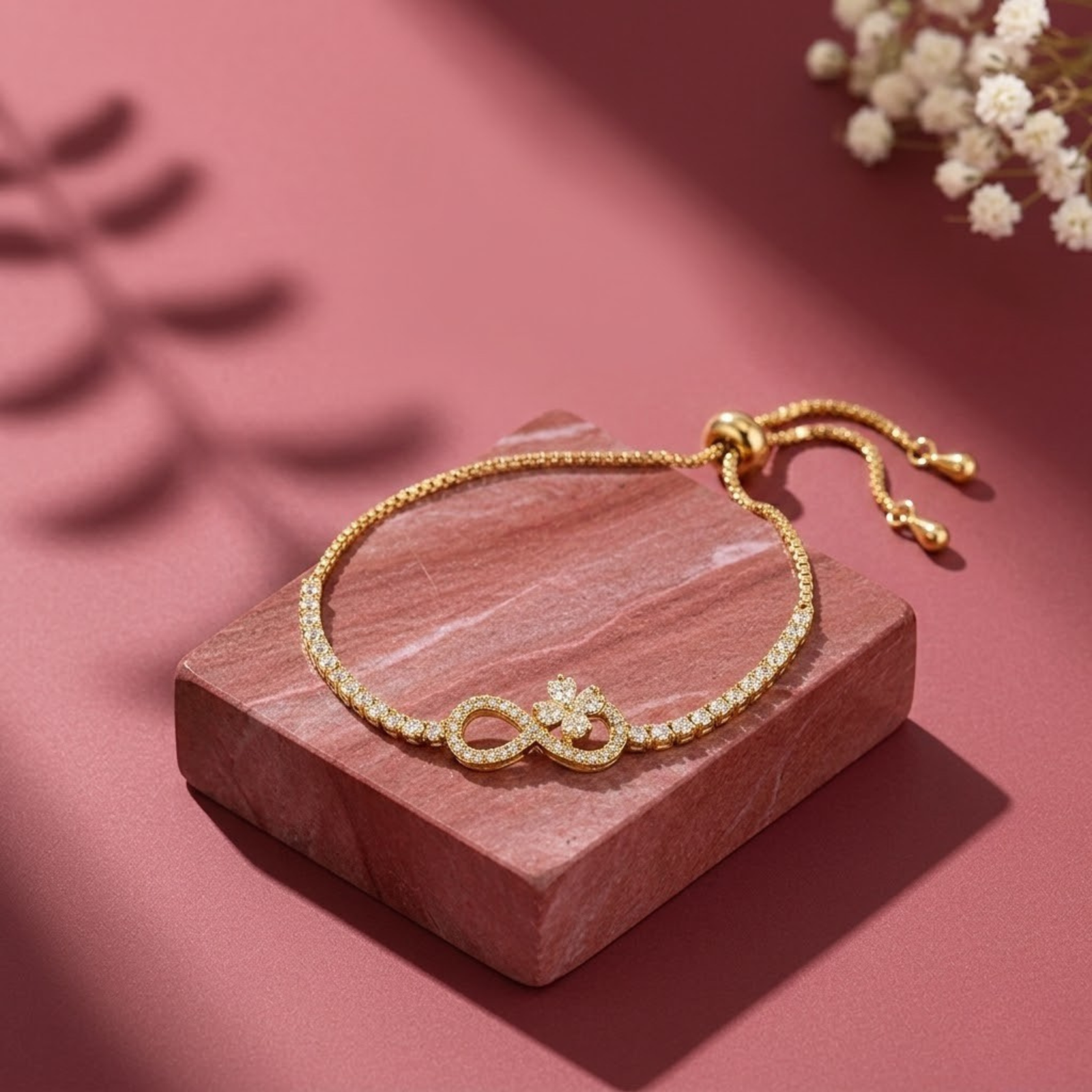 Floral Infinity Charm Bracelet