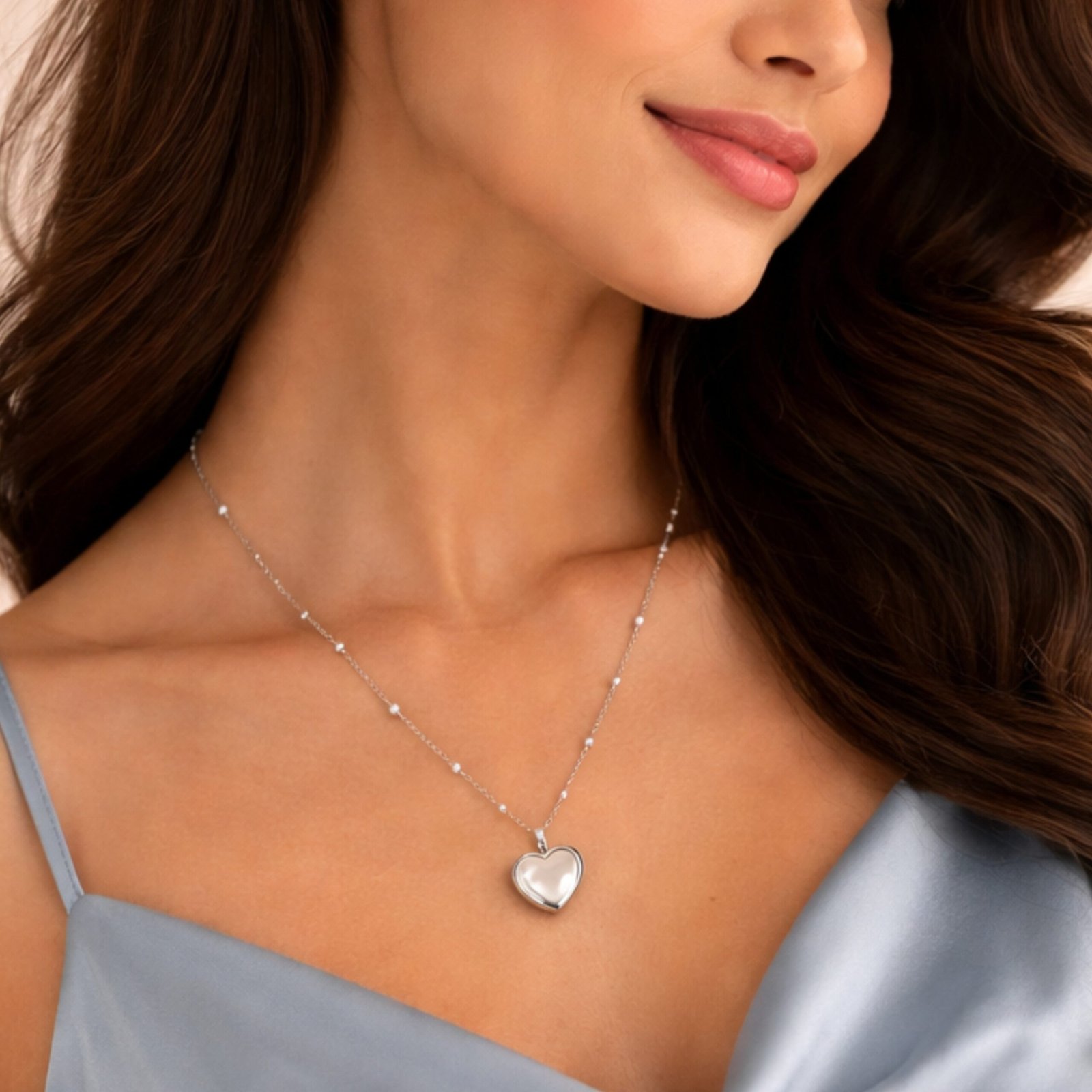 Silver Heart Beaded Chain
