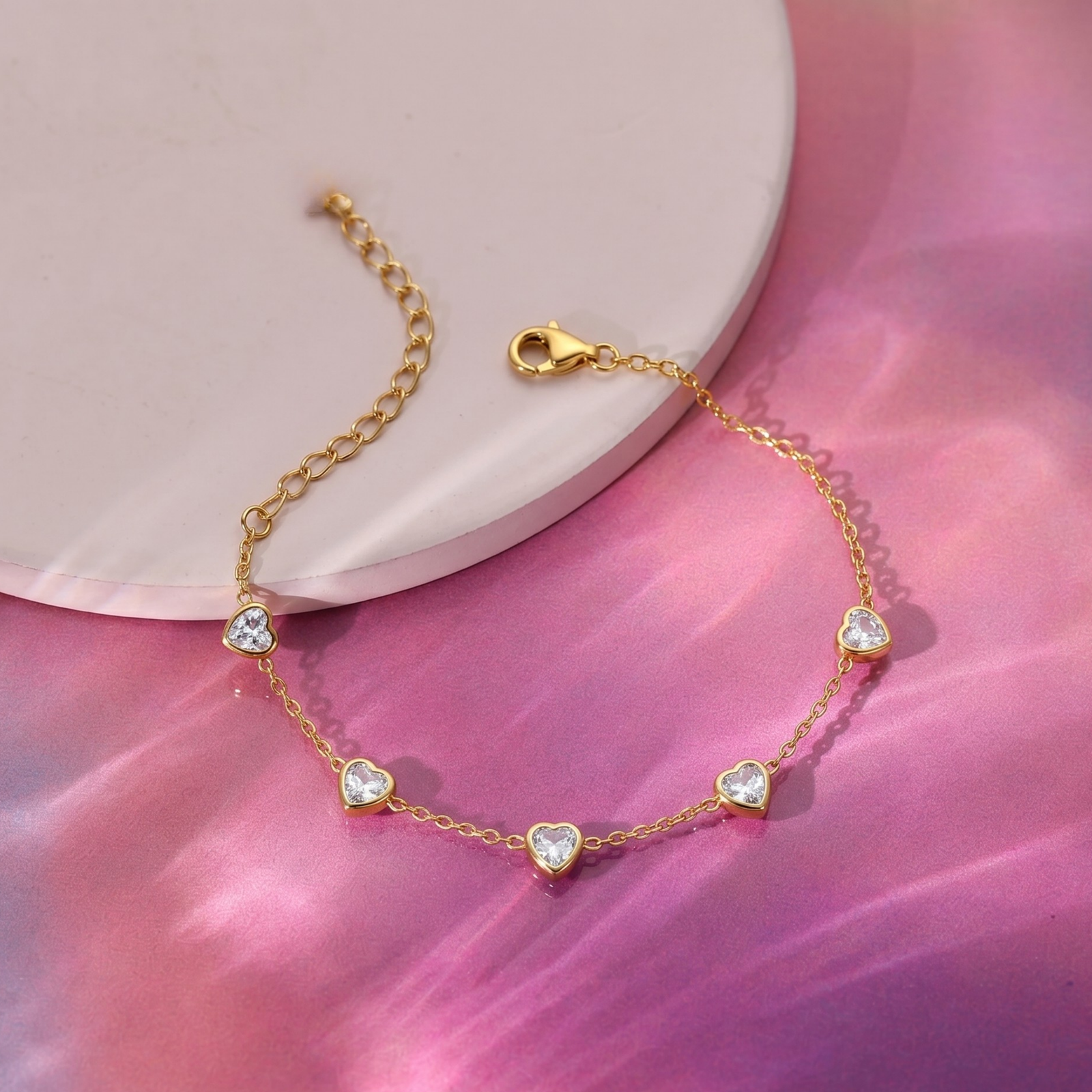 Minimal Crystal Heart Bracelet