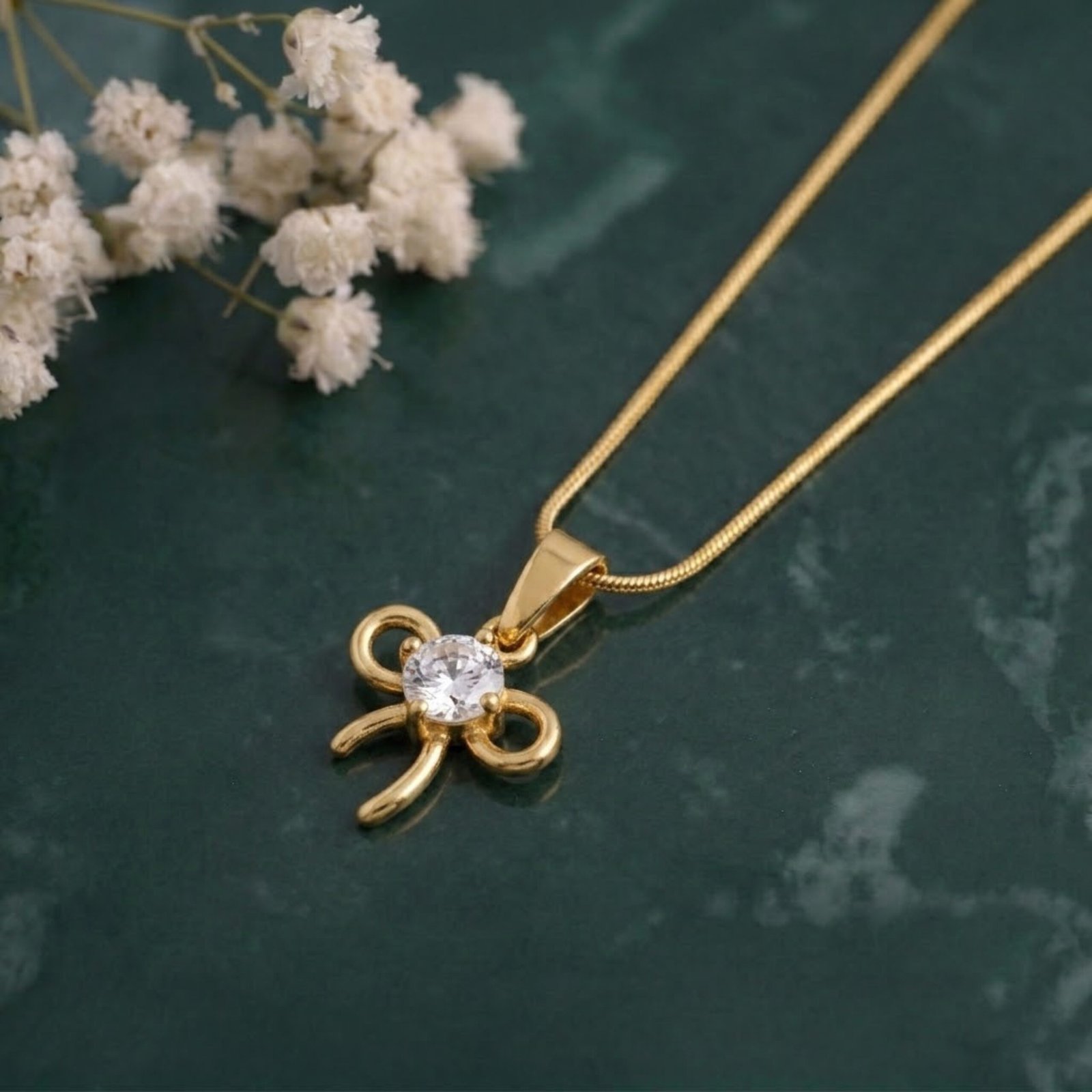 Bow Crystal Pendant Chain