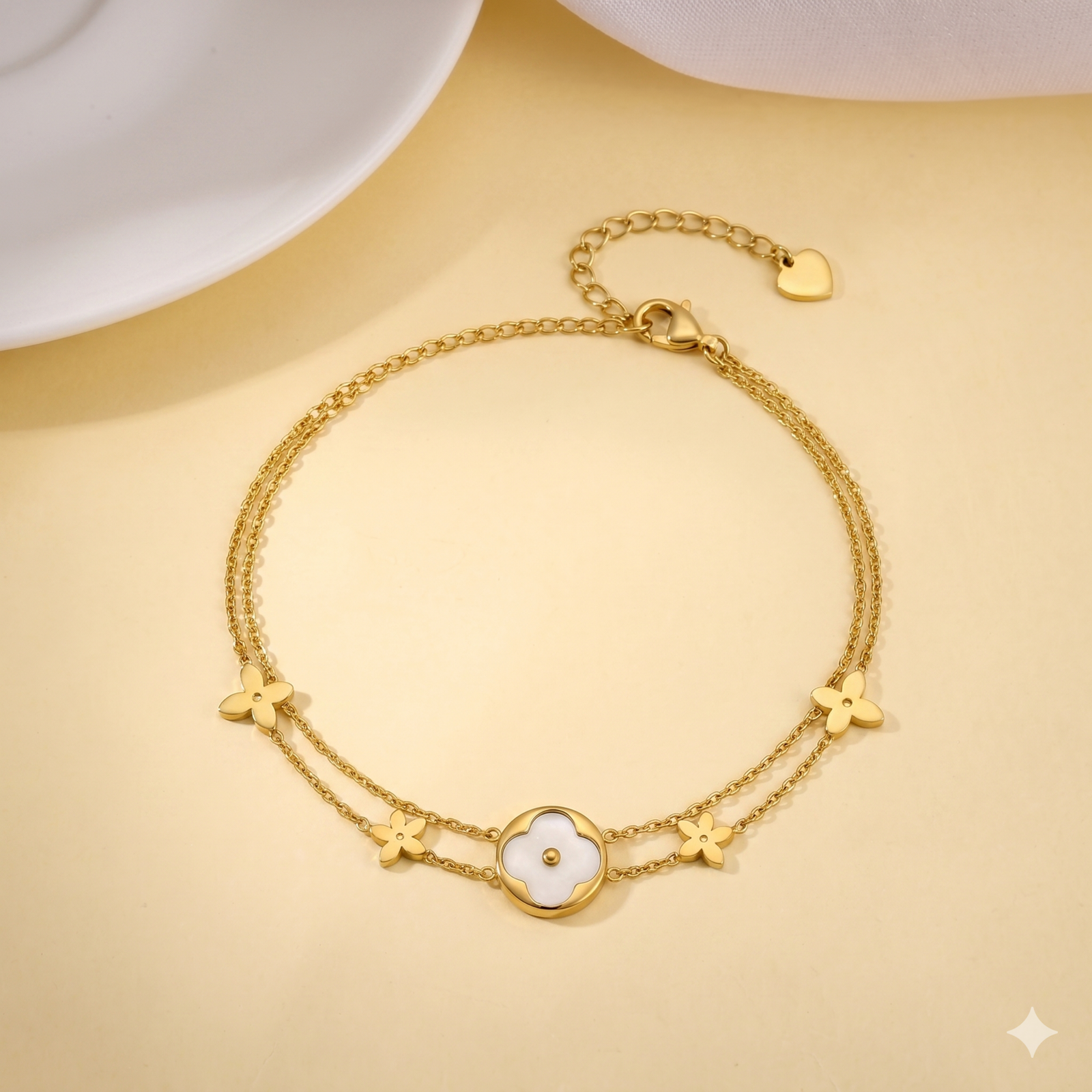 Floral Double Chain Bracelet