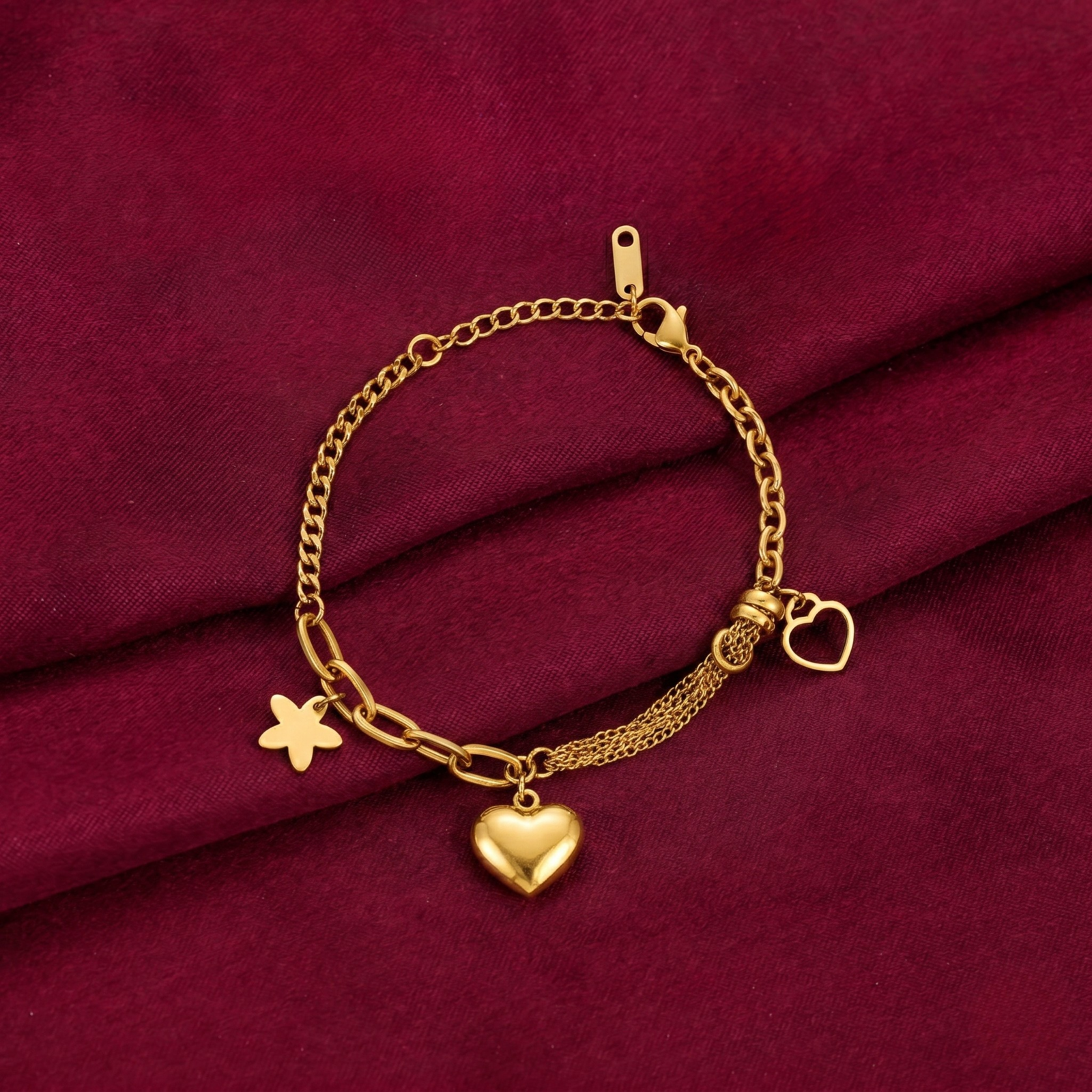 Heart Charm Chain Bracelet