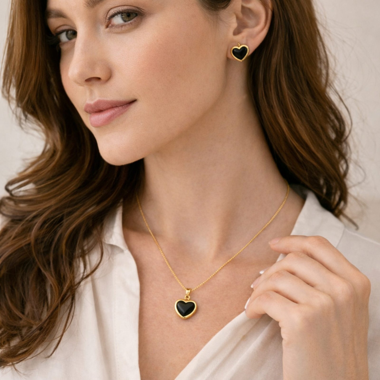 Black Heart Pendant Set