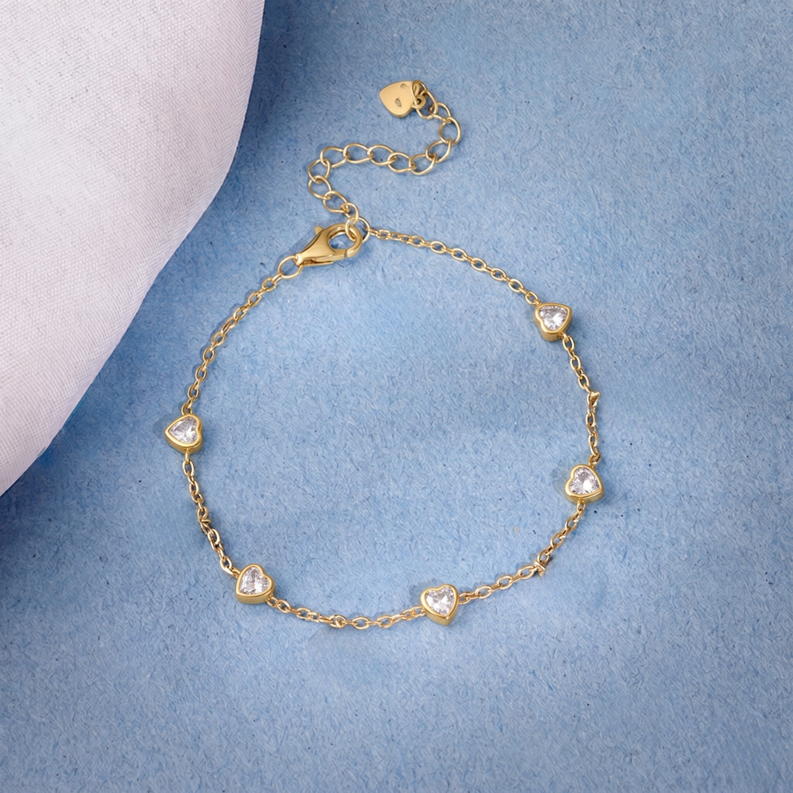 Crystal Heart Charm Bracelet