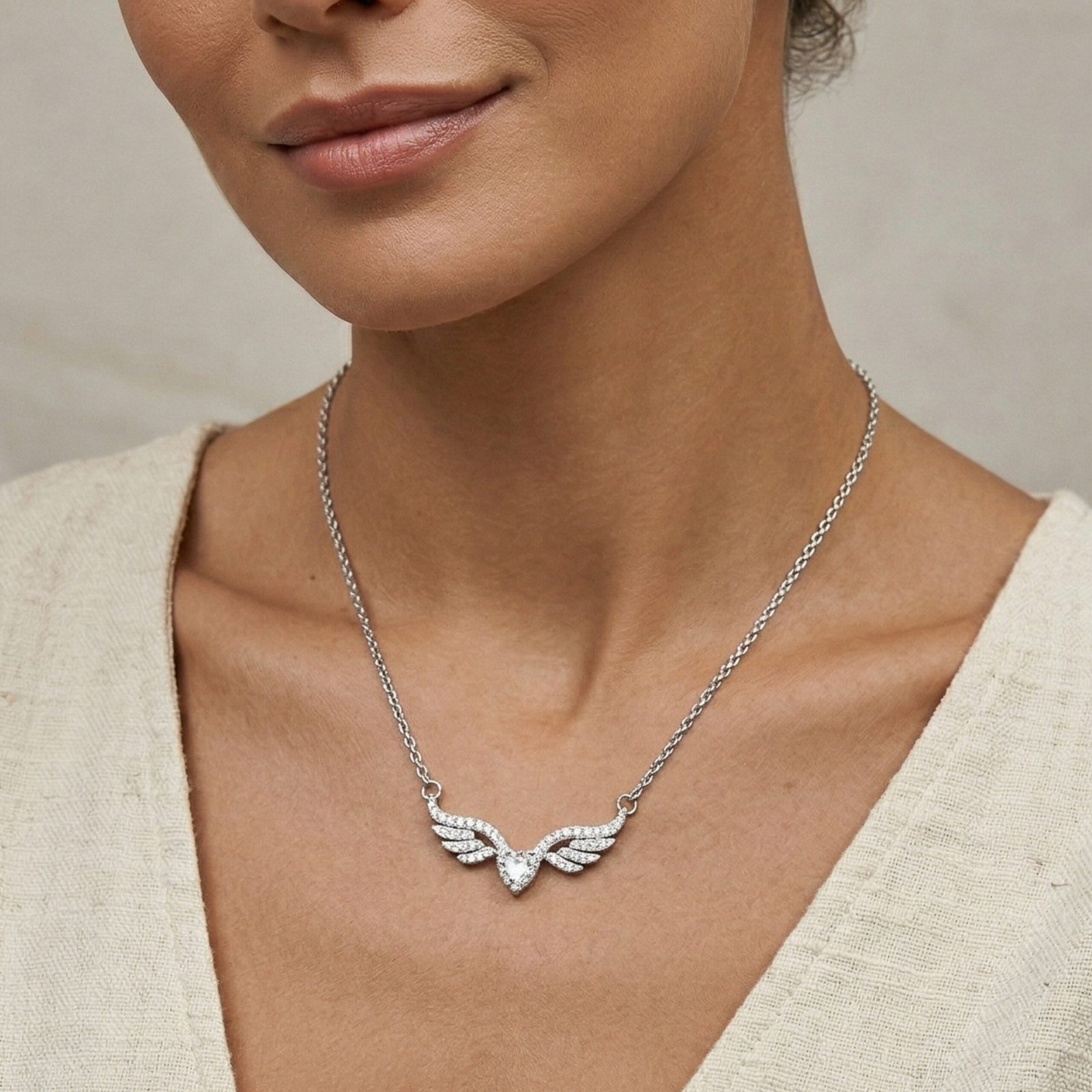Angel Wing Heart Chain