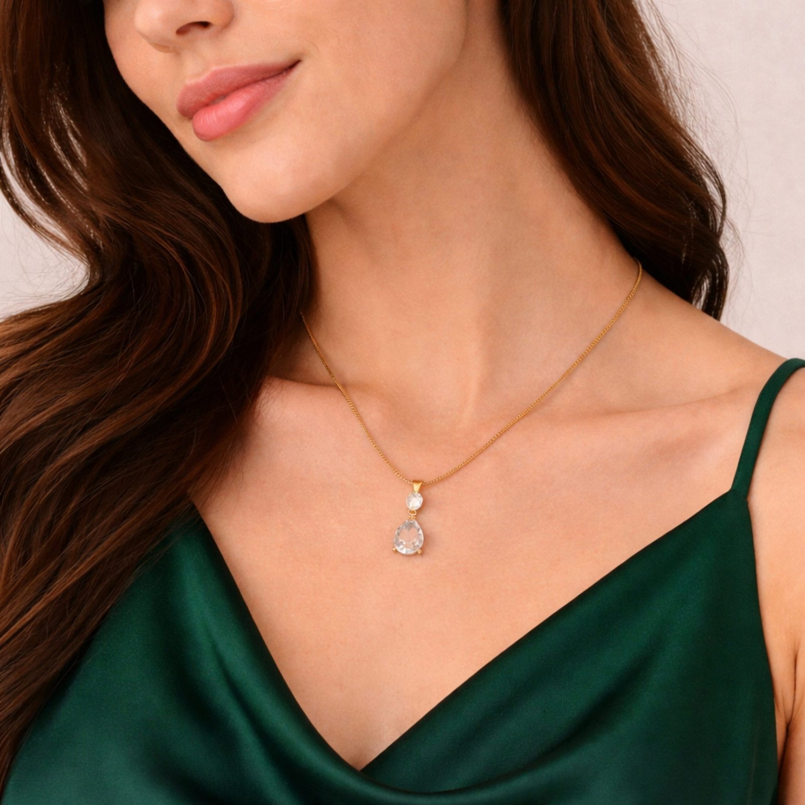 Teardrop Crystal Pendant Chain