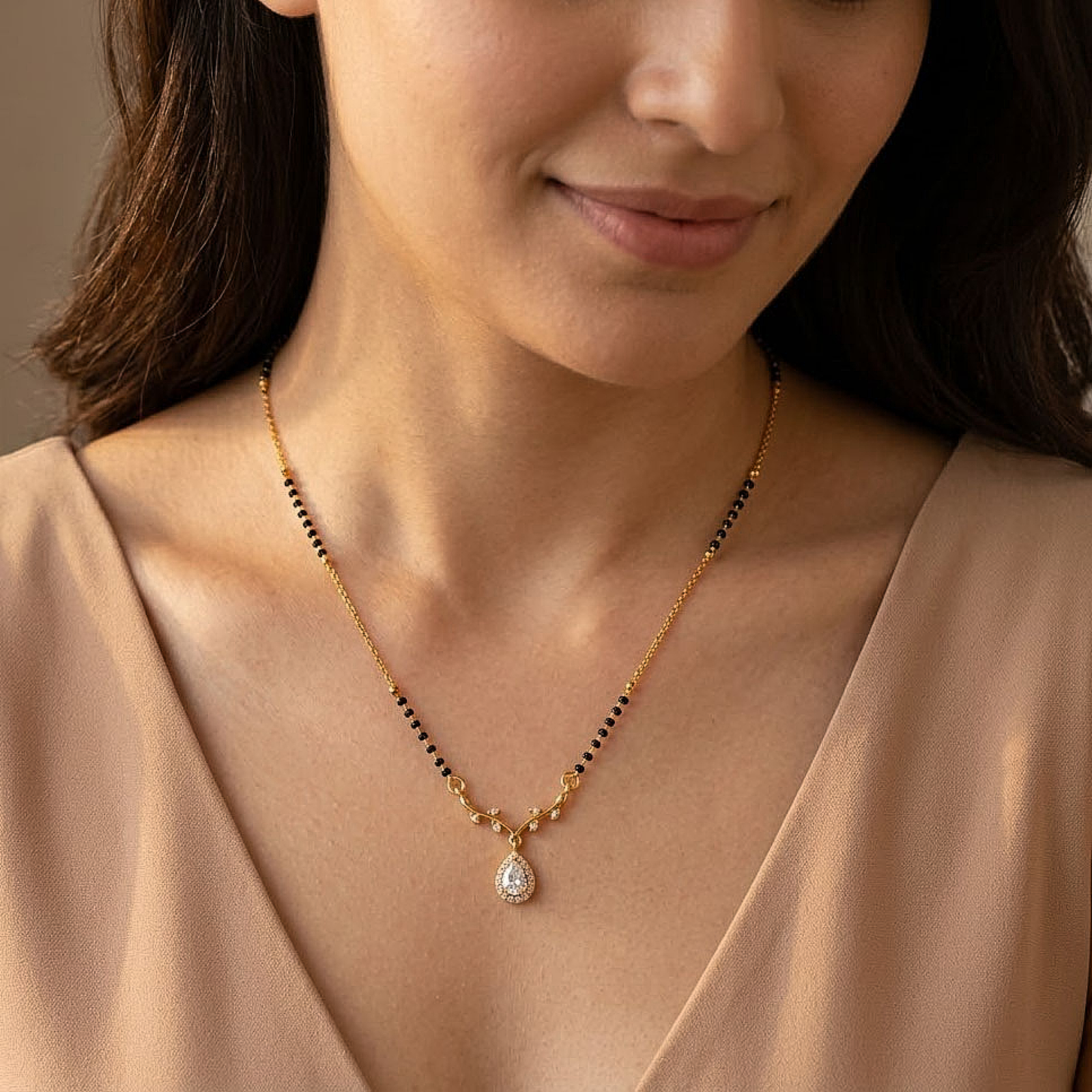 Crystal Leaf Mangalsutra