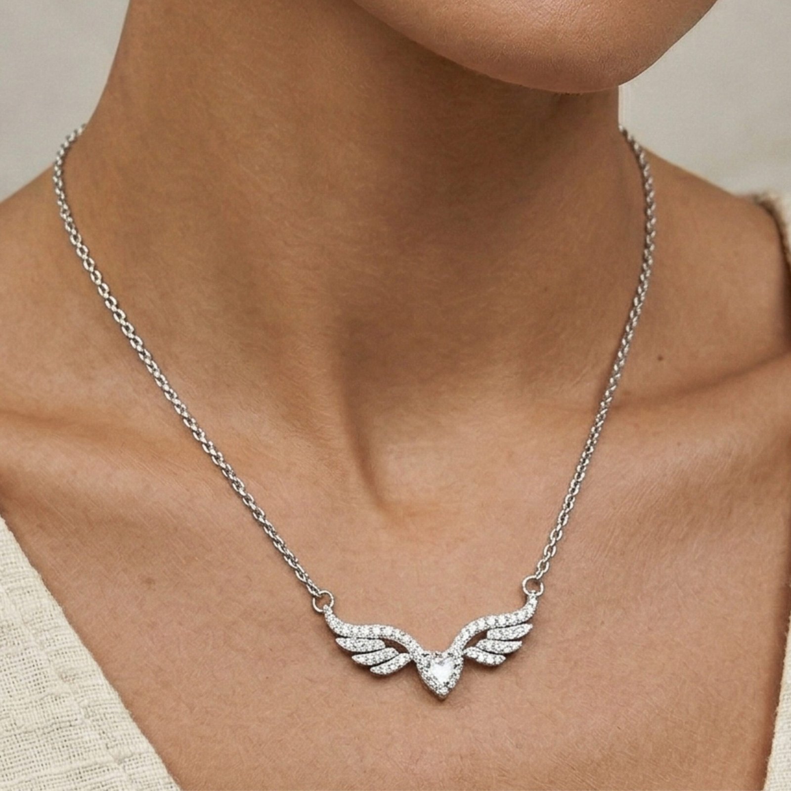Angel Wing Heart Chain