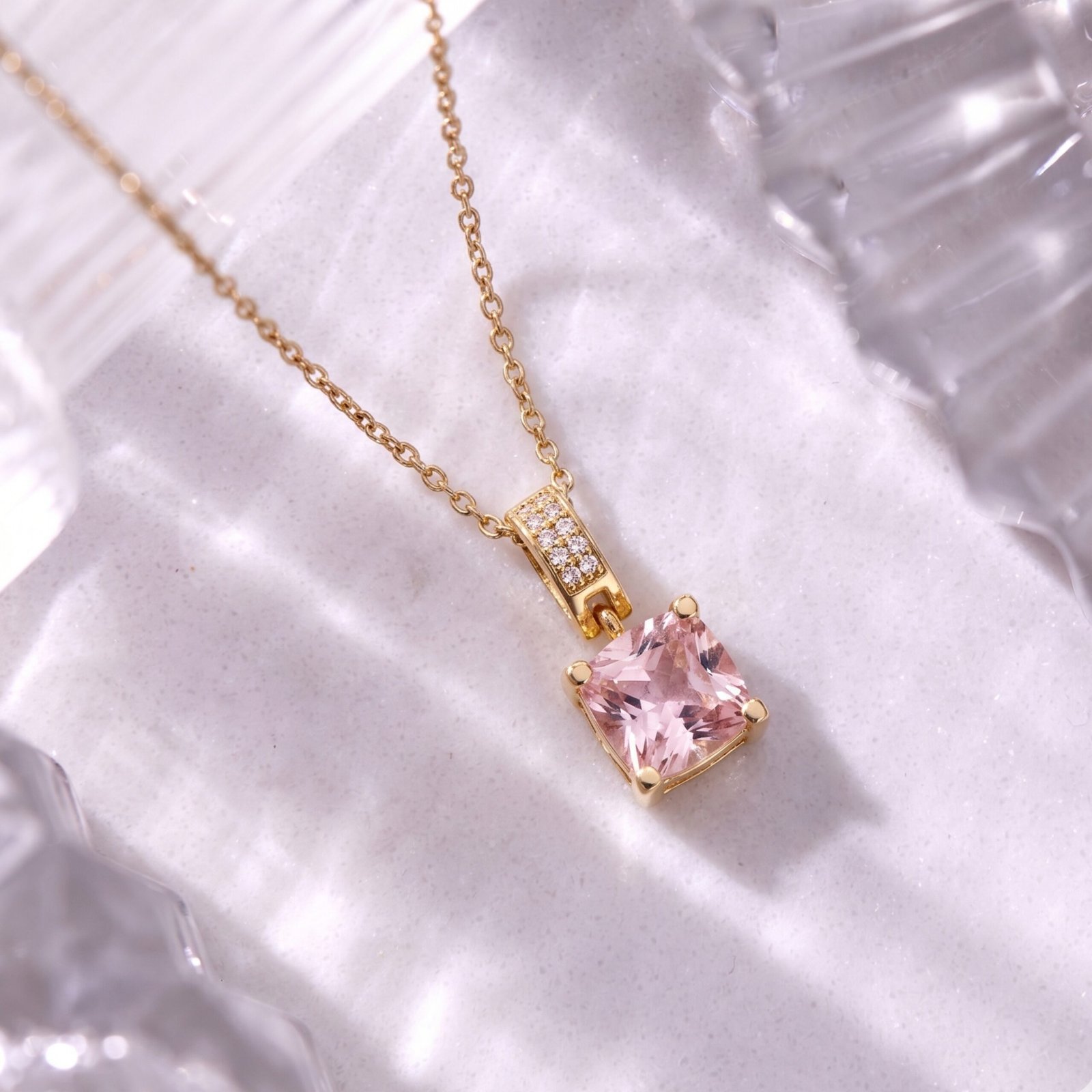 Square Crystal Pendant Chain