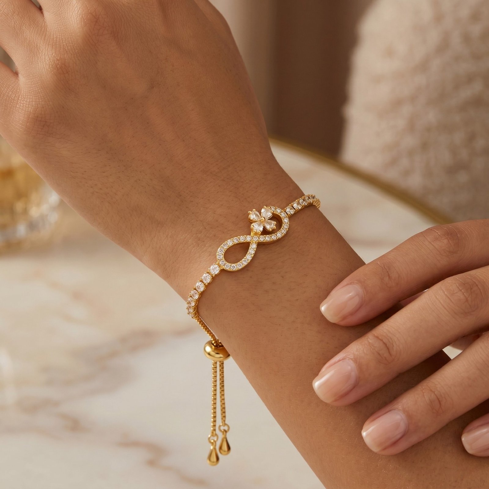 Floral Infinity Charm Bracelet