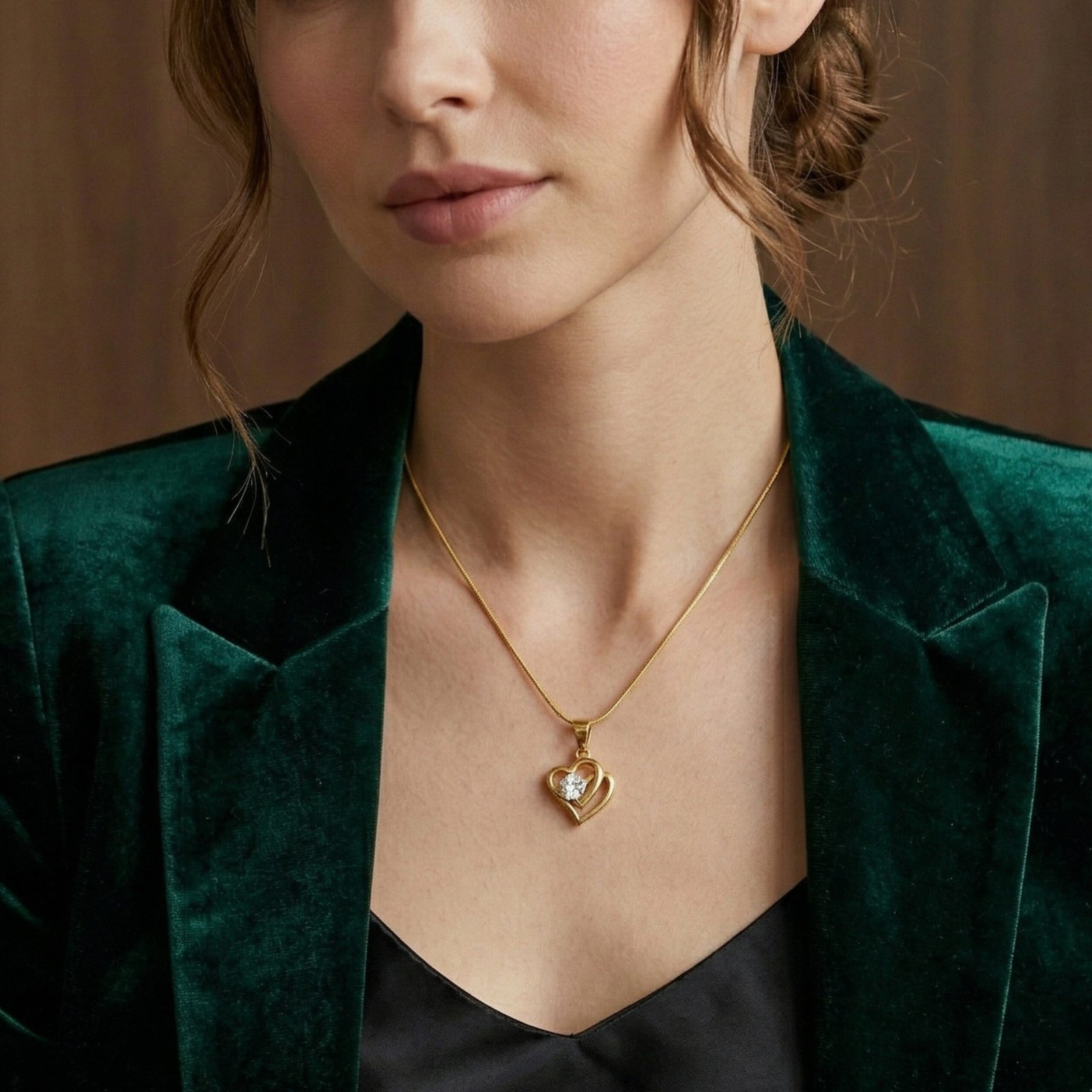 Double Heart Crystal Necklace