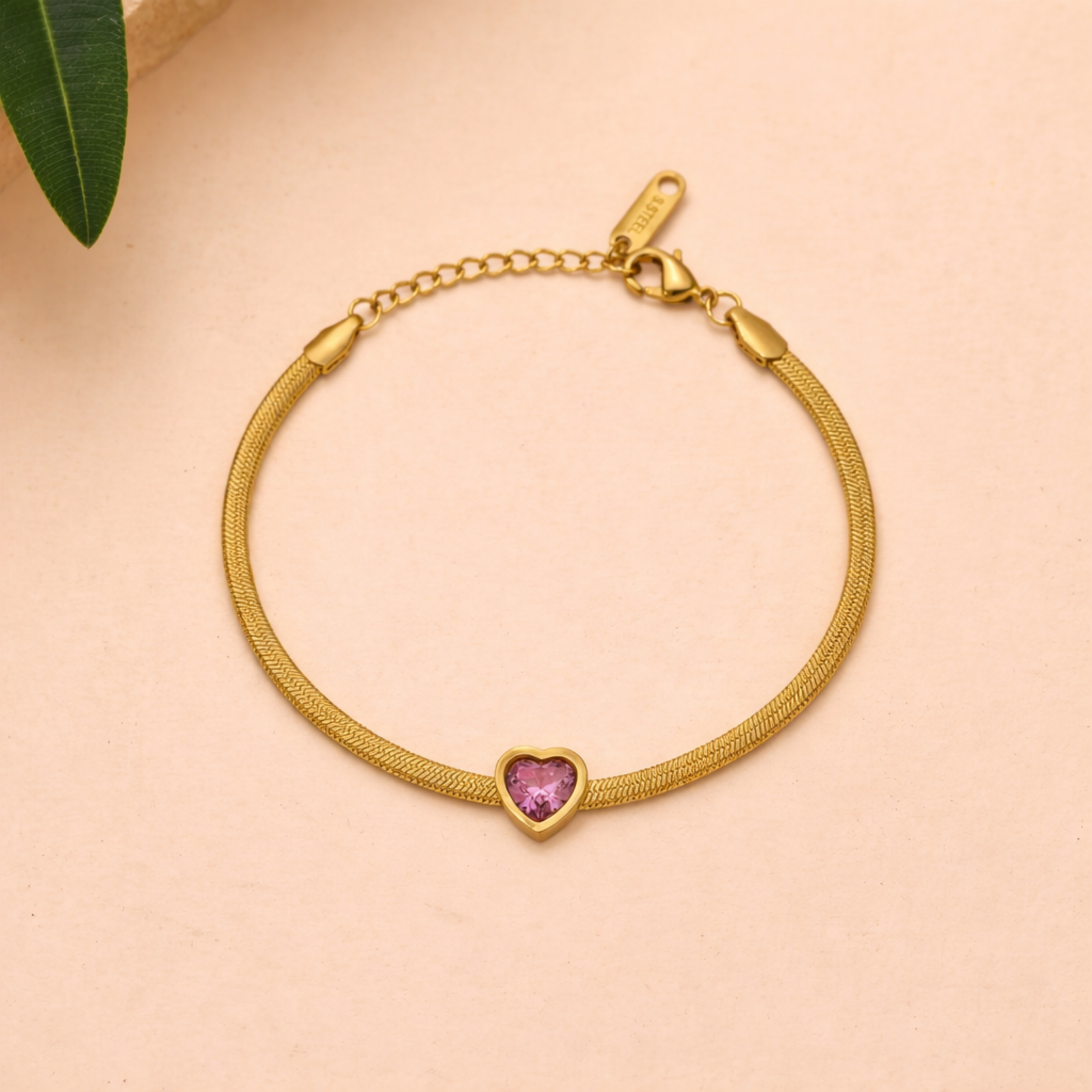 Pink Crystal Heart Bracelet