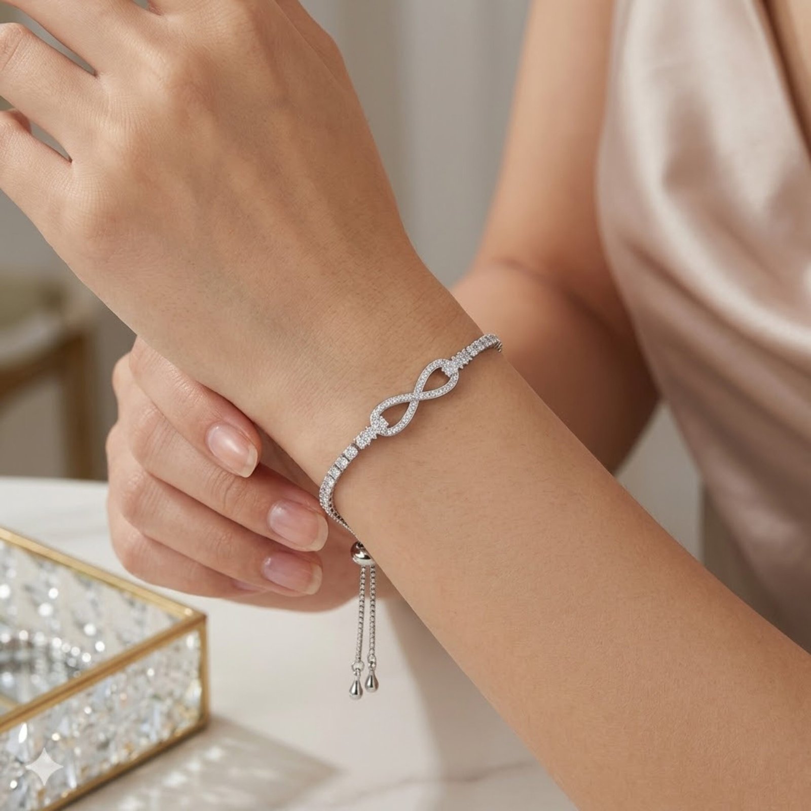 Silver Infinity Crystal Bracelet