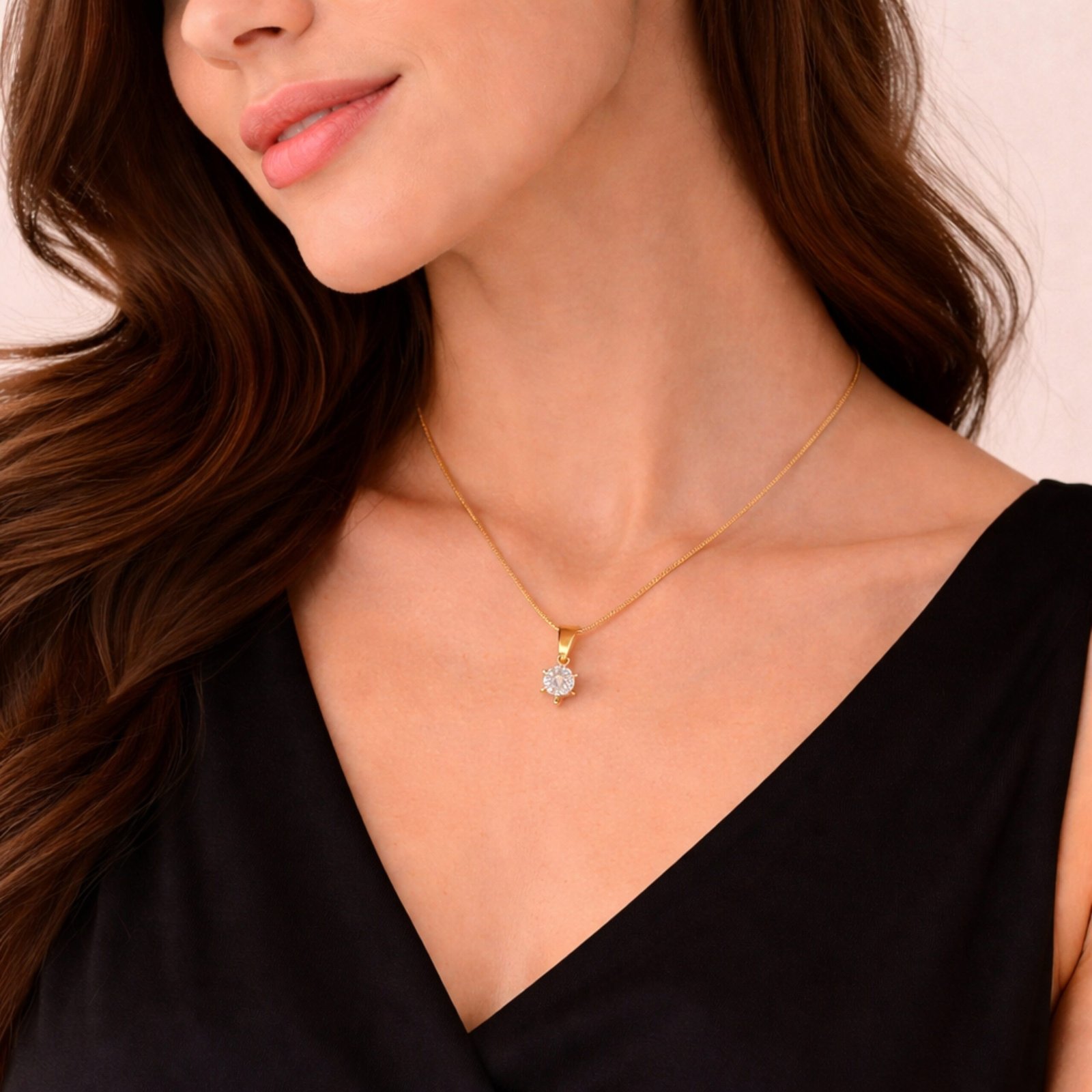 Solitaire Crystal Pendant Necklace