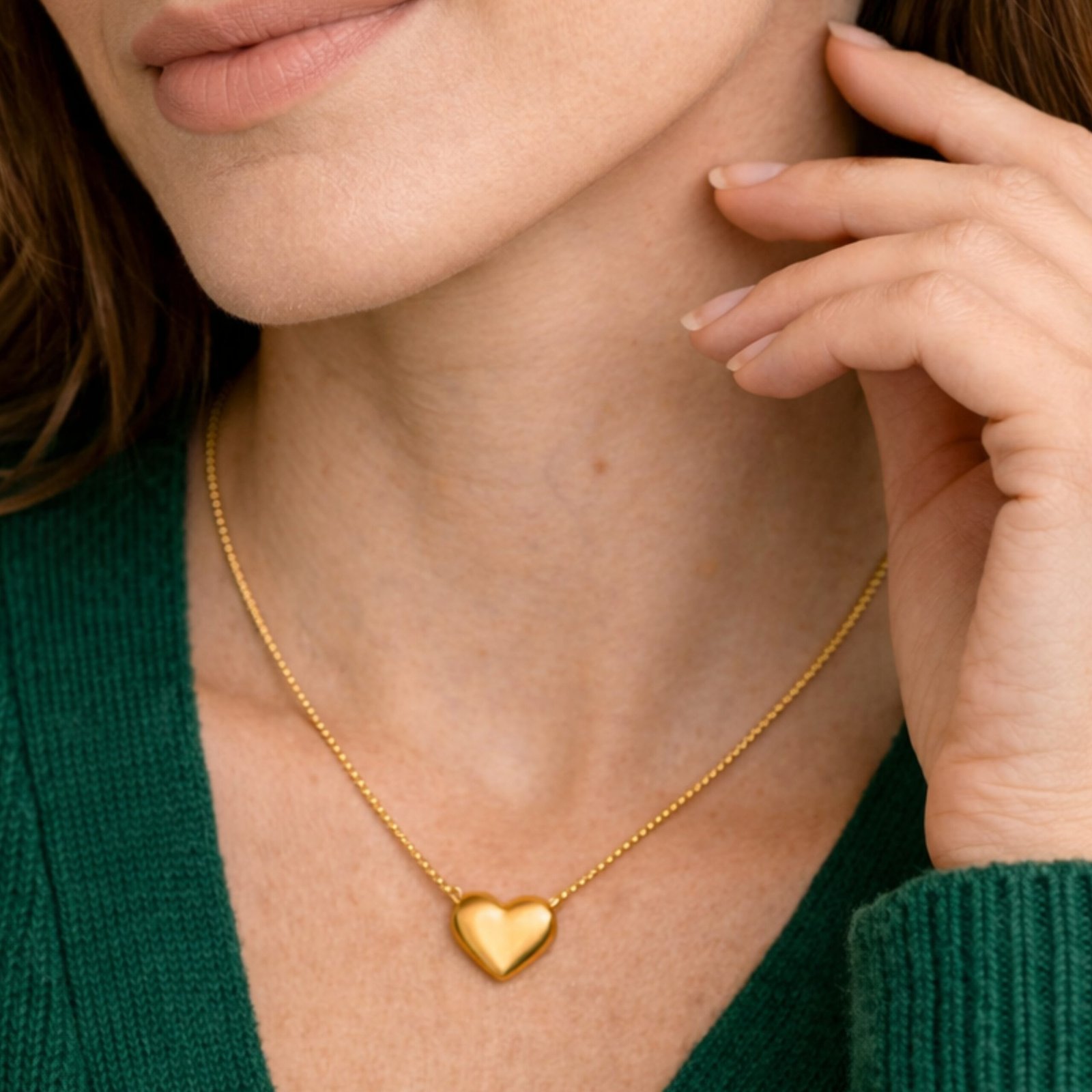 Gold Heart Pendant Chain