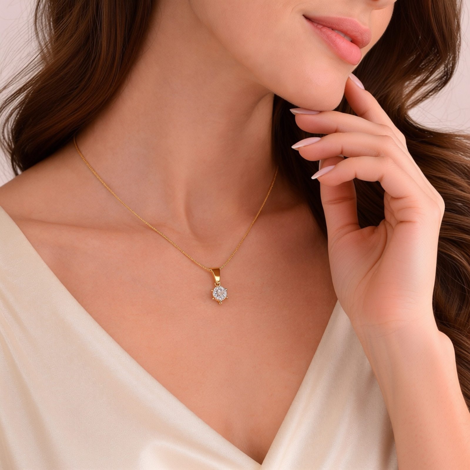 Solitaire Crystal Pendant Necklace