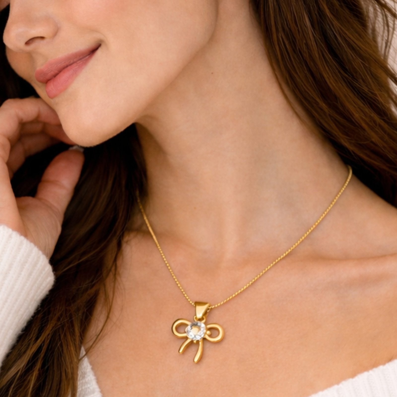 Bow Crystal Pendant Chain