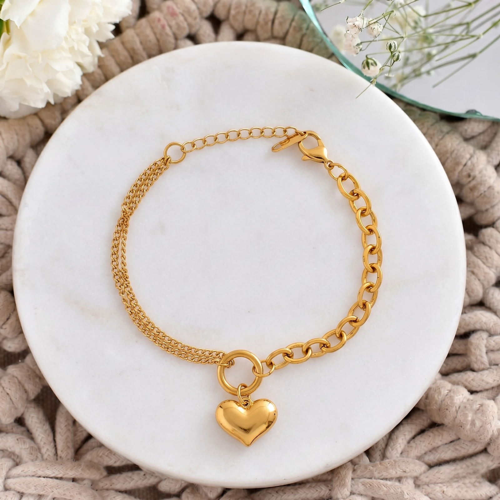 Mixed Chain Heart Bracelet