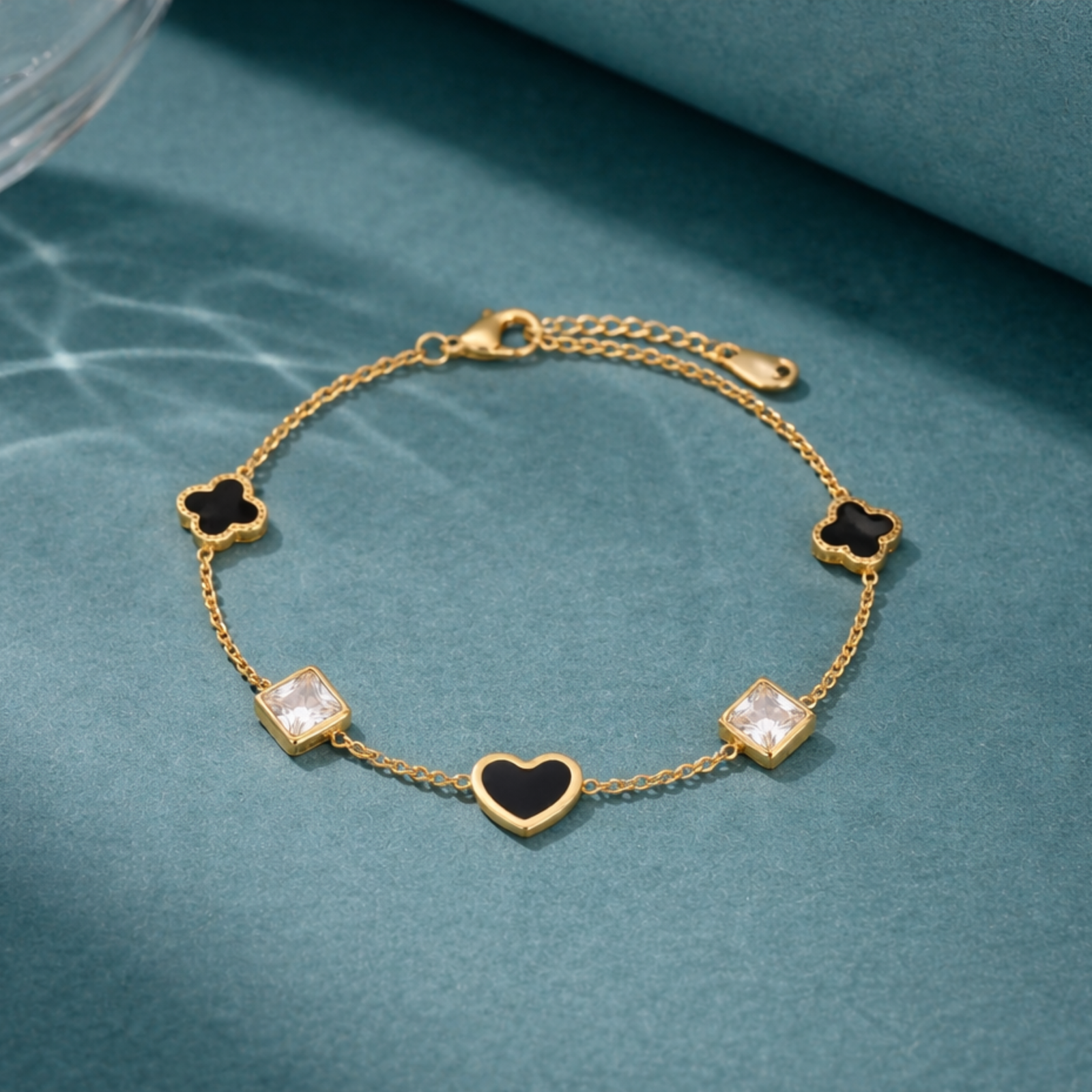 Heart & Crystal Charm Bracelet