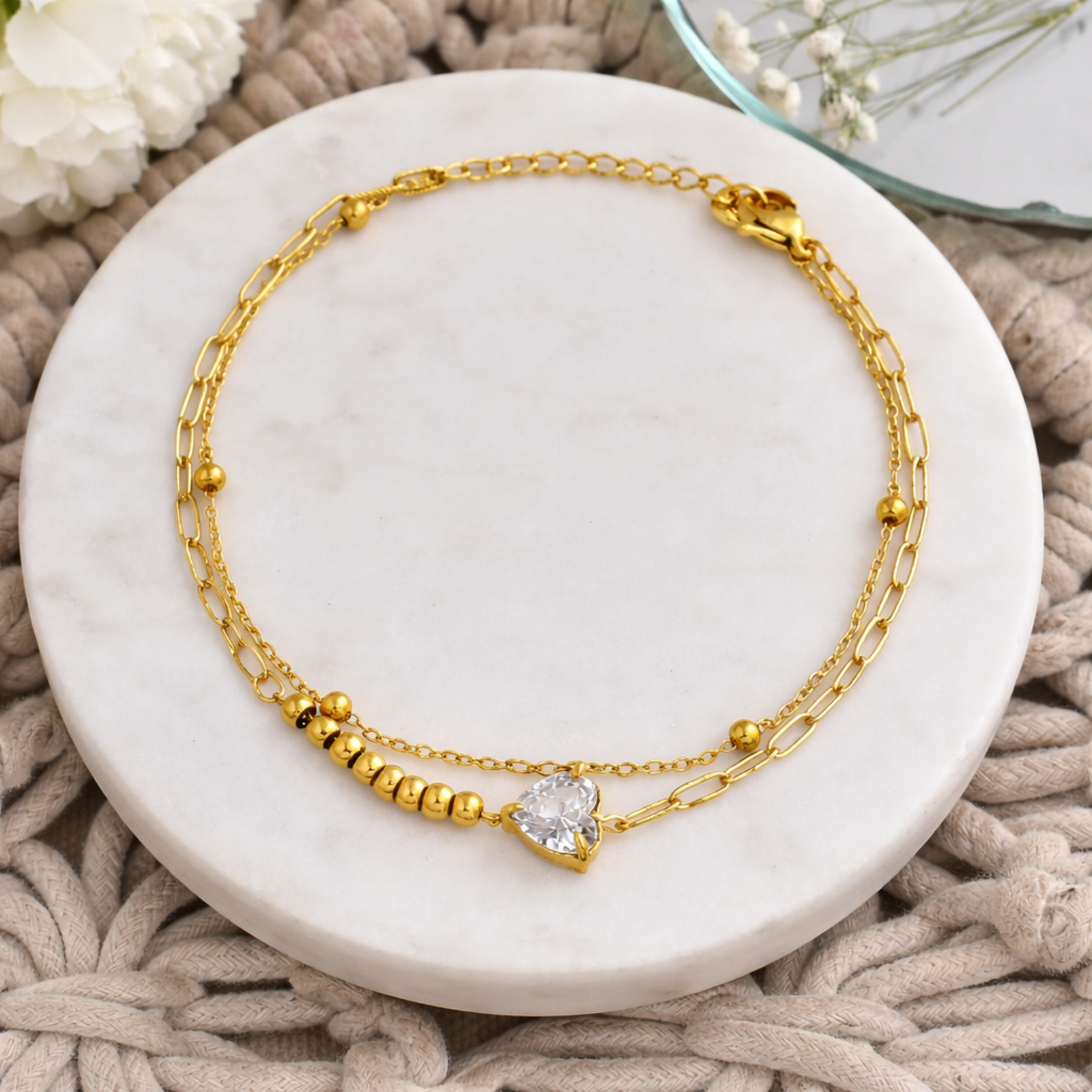 Crystal Heart Beaded Bracelet