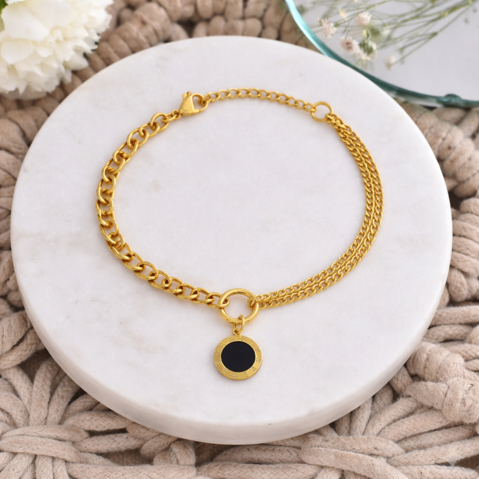 Roman Pendant Chain Bracelet