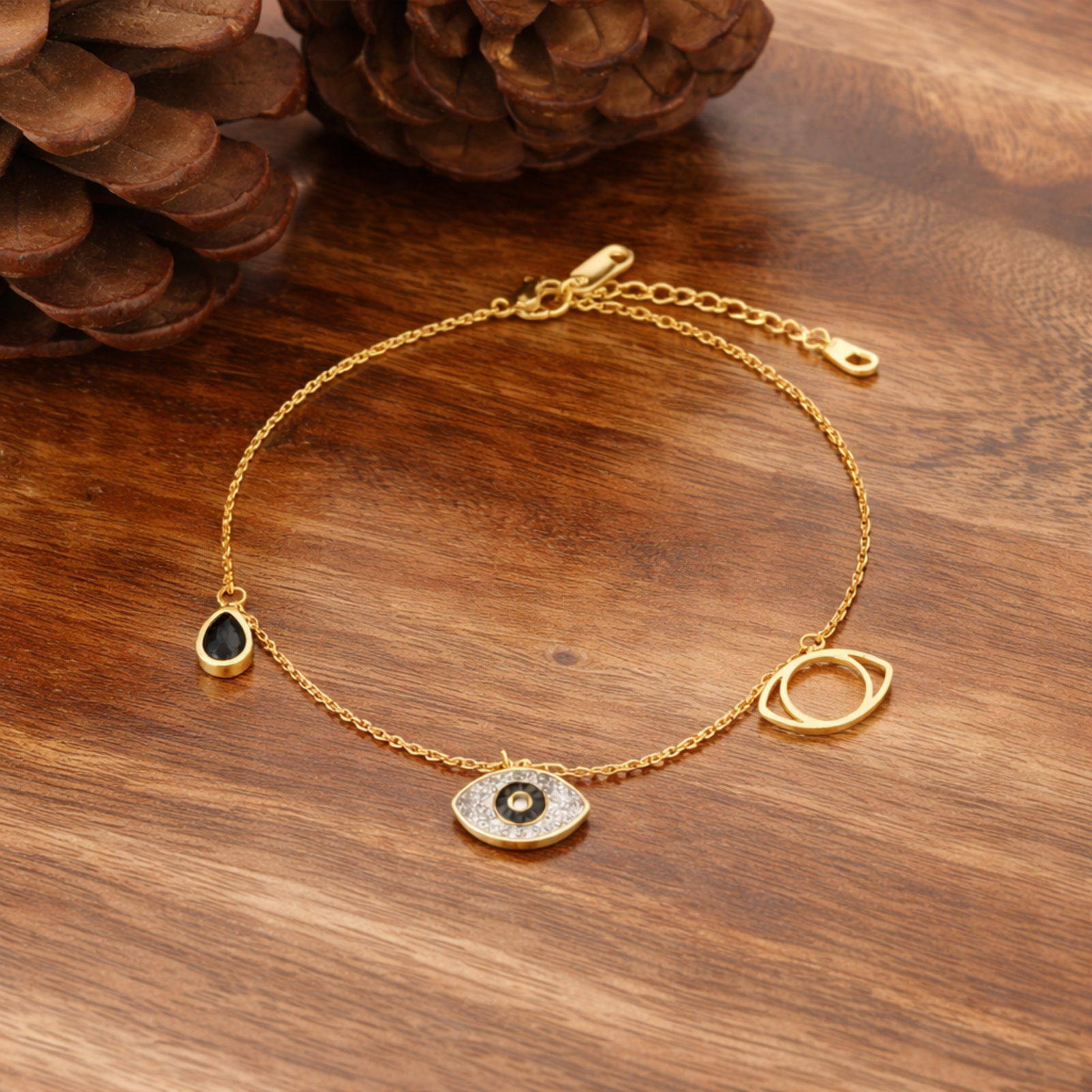 Evil Eye Drop Charm Bracelet