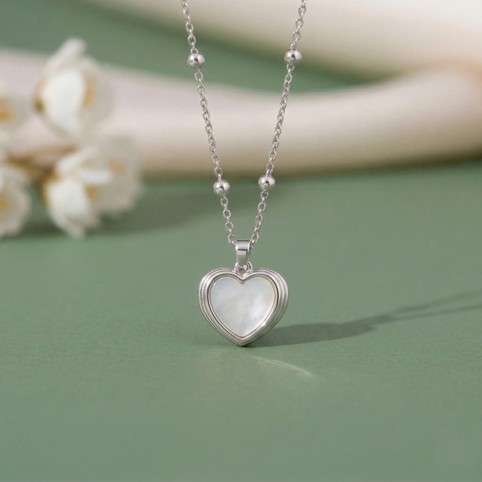 Silver Heart Beaded Chain