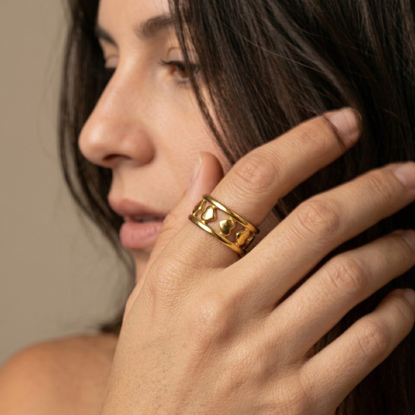 Open Heart Link Ring