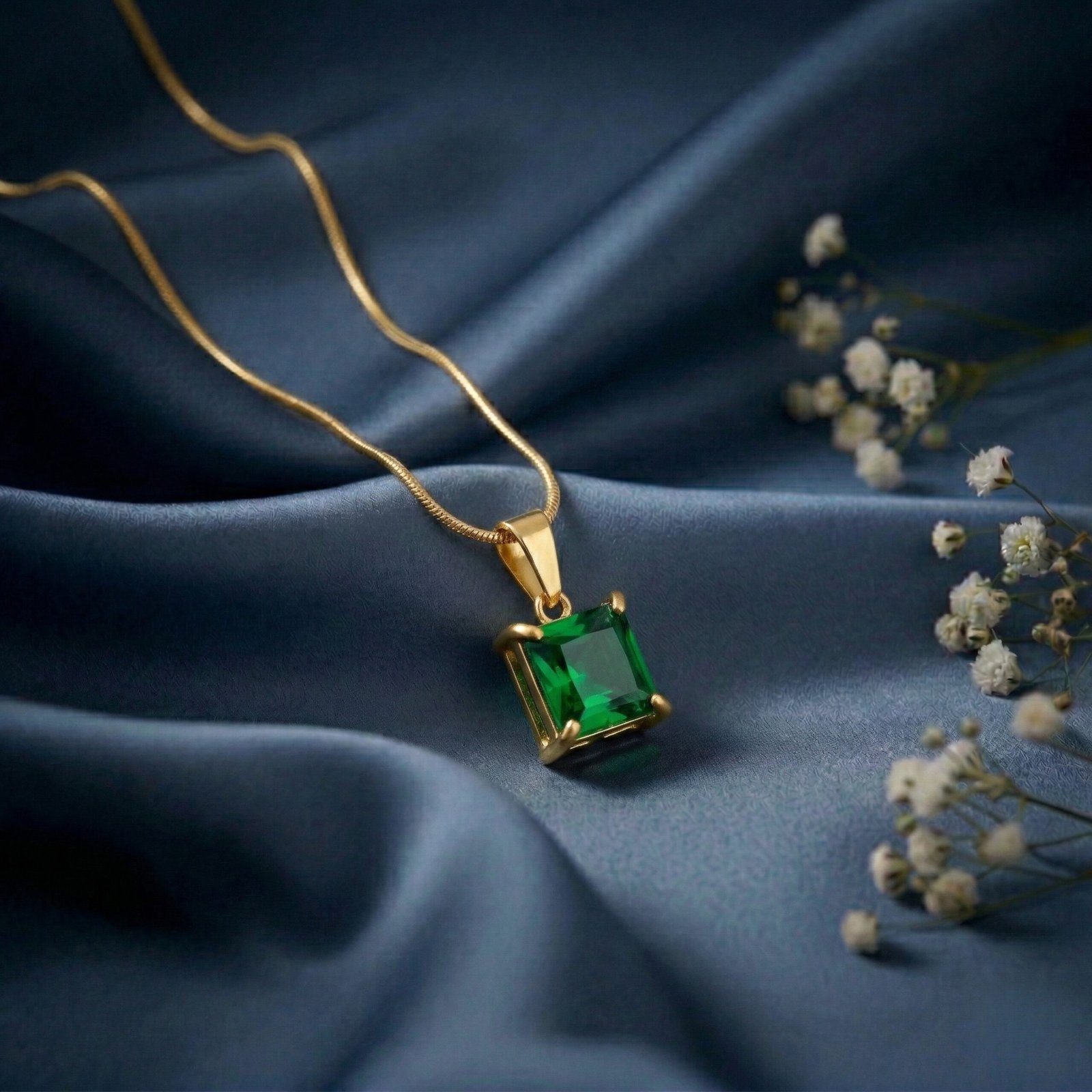 Emerald Square Pendant Chain