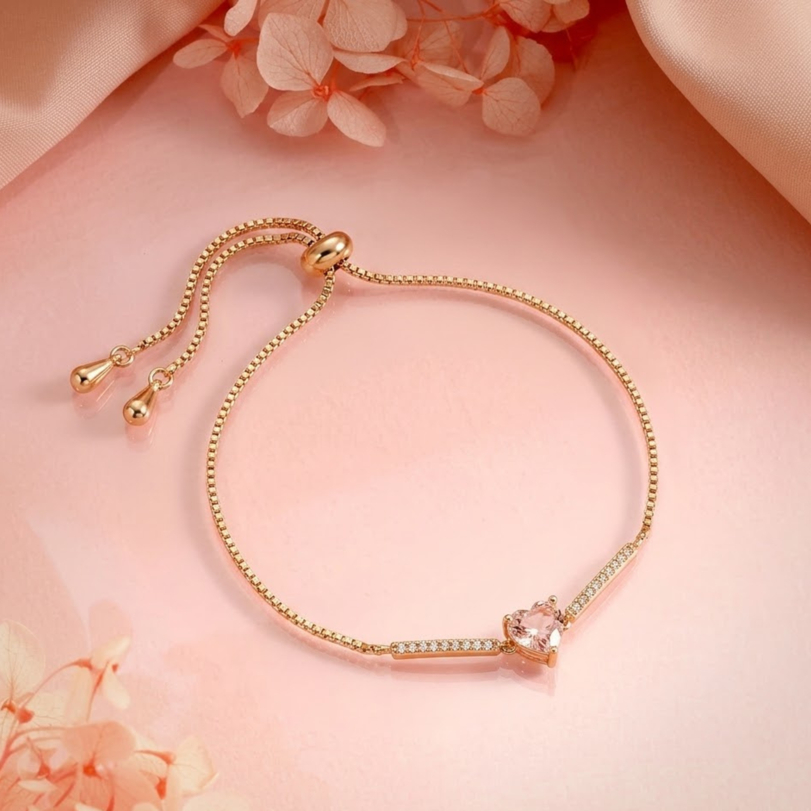 Pink Heart Crystal Bracelet