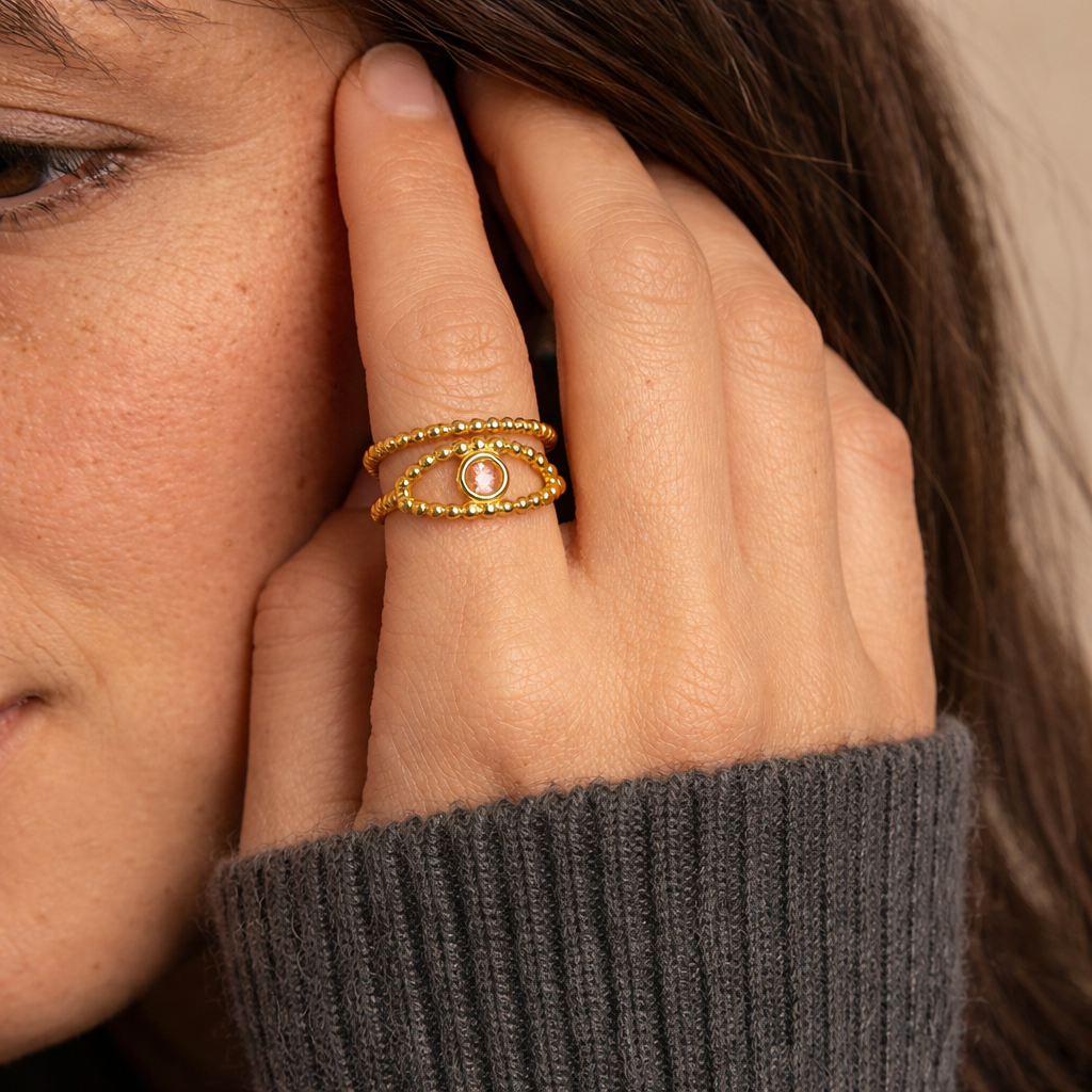 Beaded Eye Open Ring