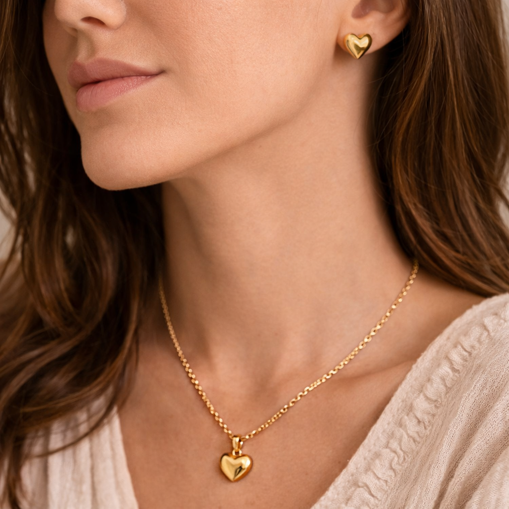 Golden Heart Pendant Set