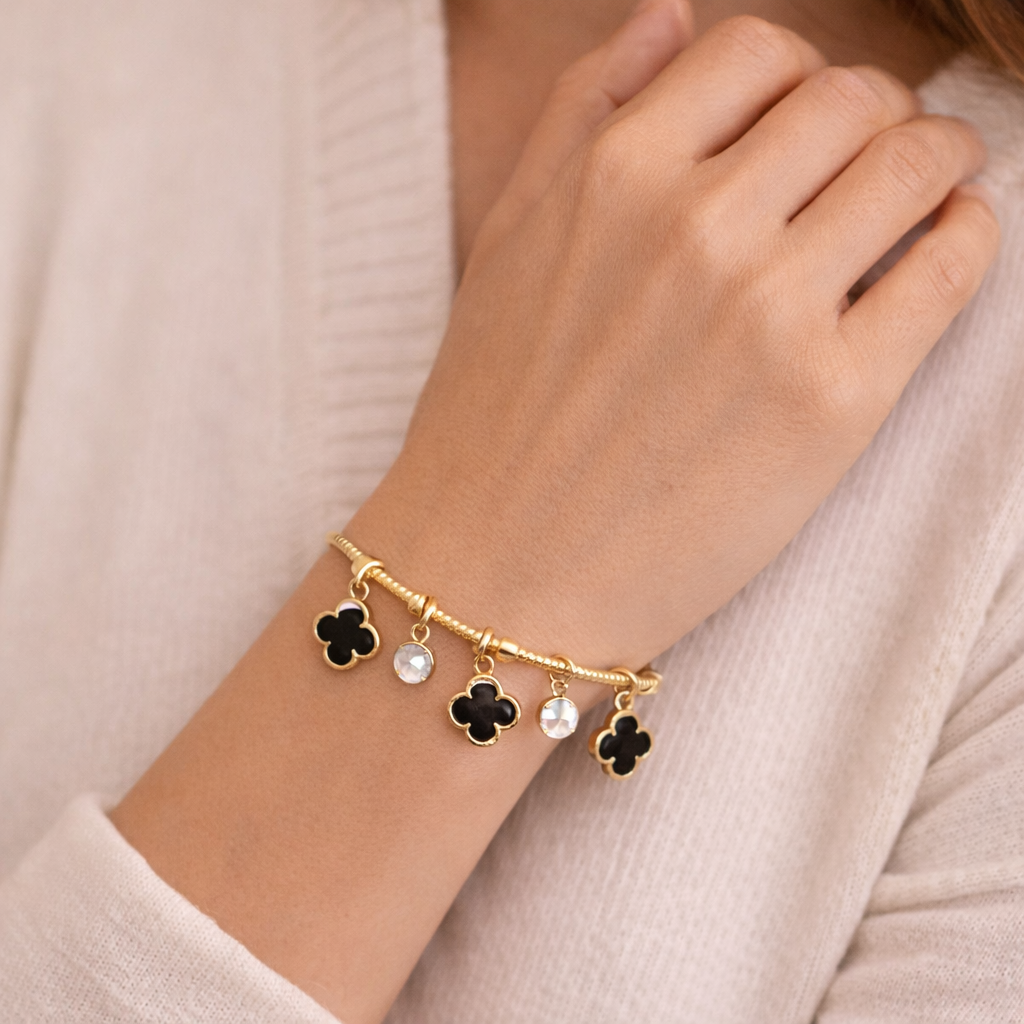 Clover Charm Cuff Bracelet