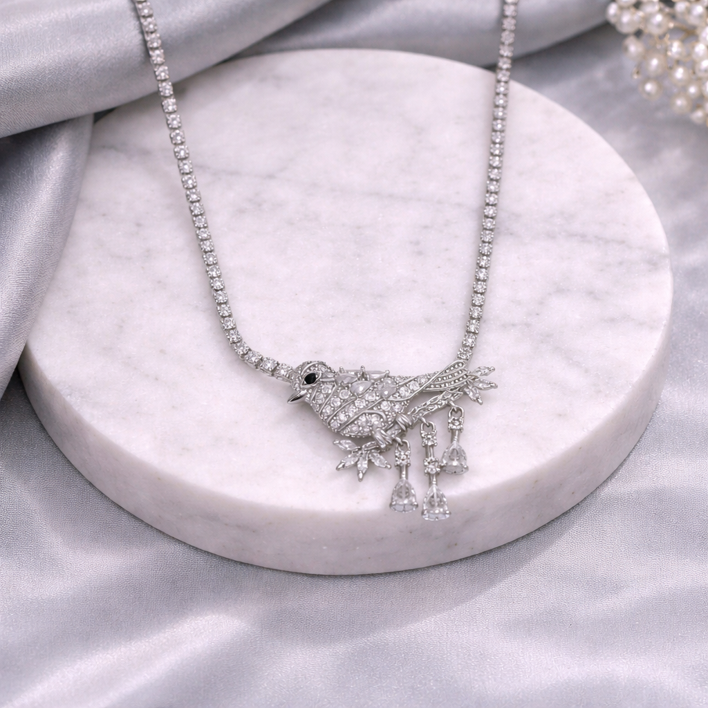 Crystal Bird Statement Chain Necklace