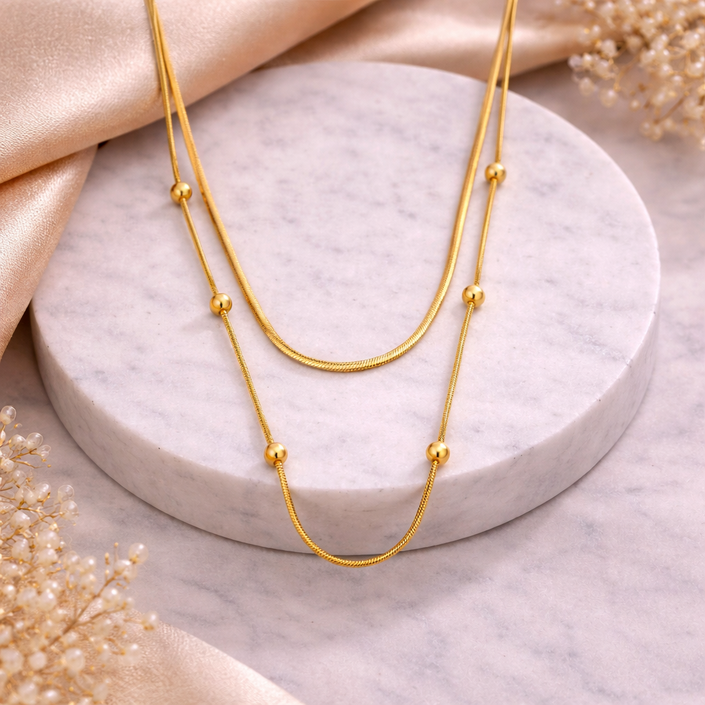 Layered Bead Chain Necklace