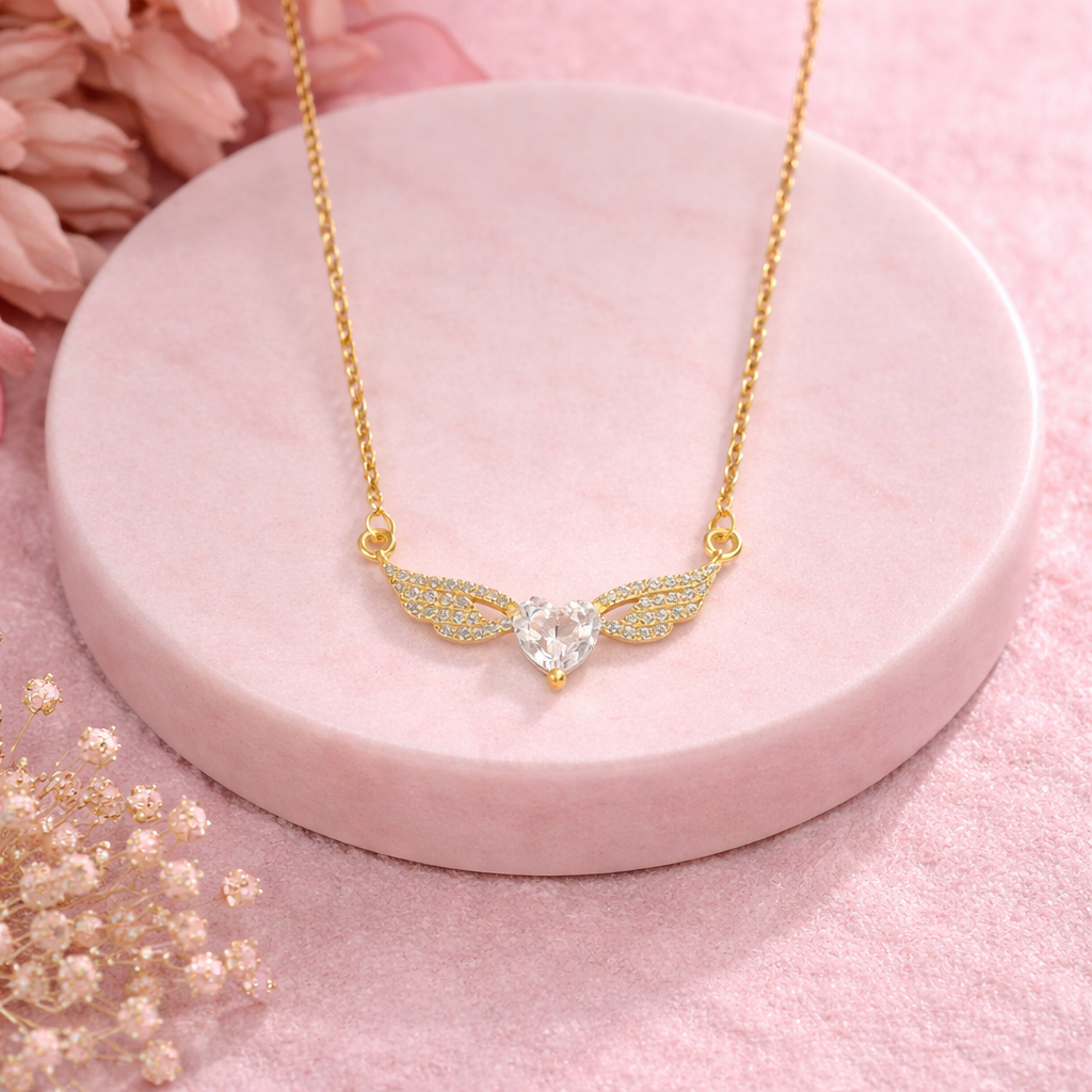 Angel Wing Heart Chain Necklace