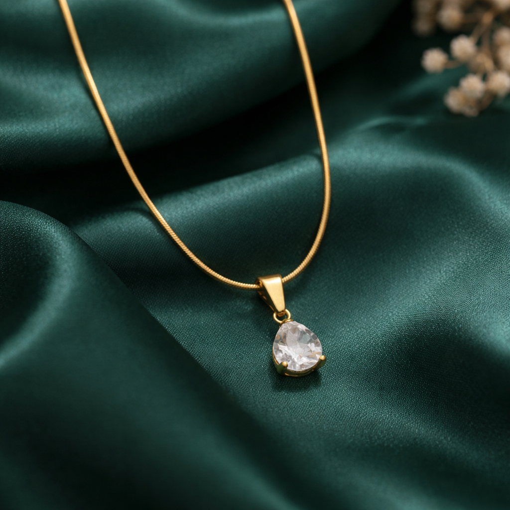 Teardrop Crystal Pendant Chain