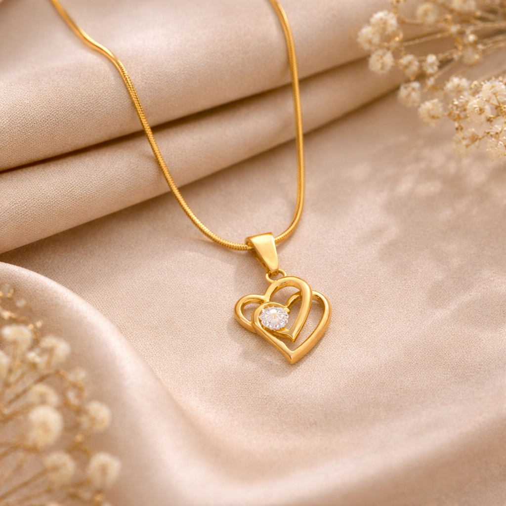 Double Heart Crystal Necklace