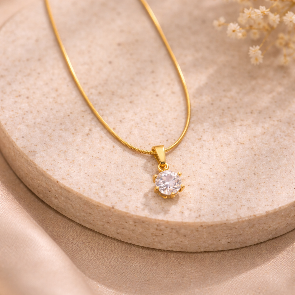 Solitaire Crystal Pendant Necklace