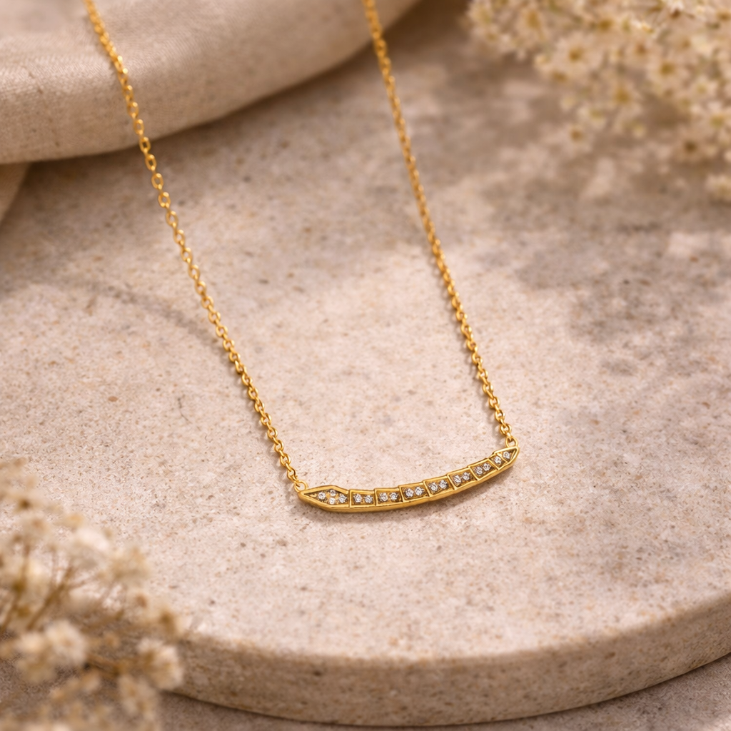 Curved Crystal Bar Necklace