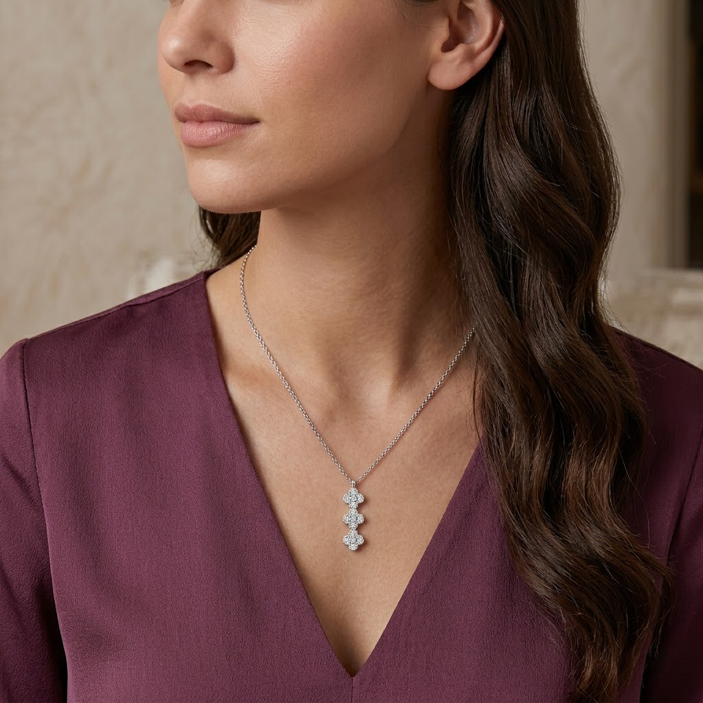 Triple Bloom Crystal Pendant Chain