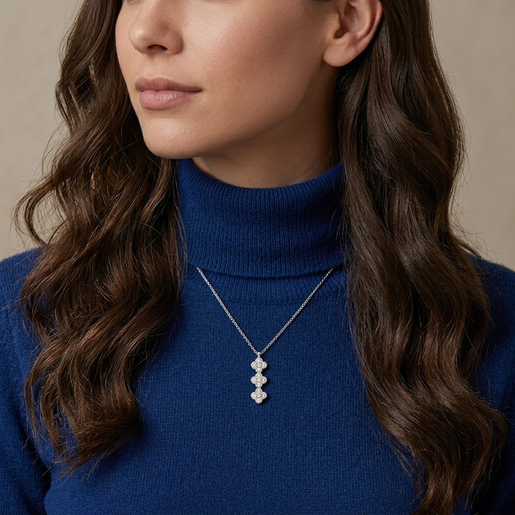 Triple Bloom Crystal Pendant Chain
