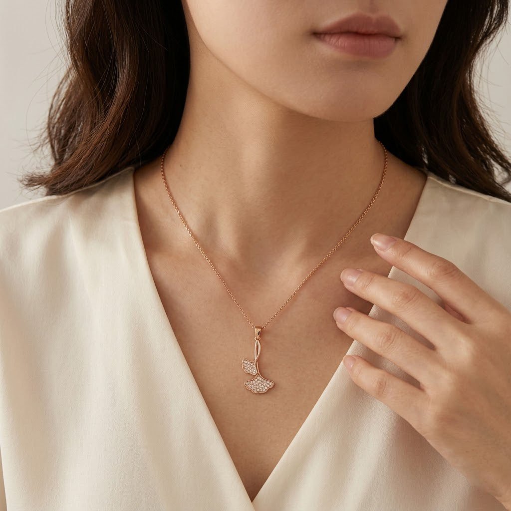 Crystal Leaf Drop Pendant Chain