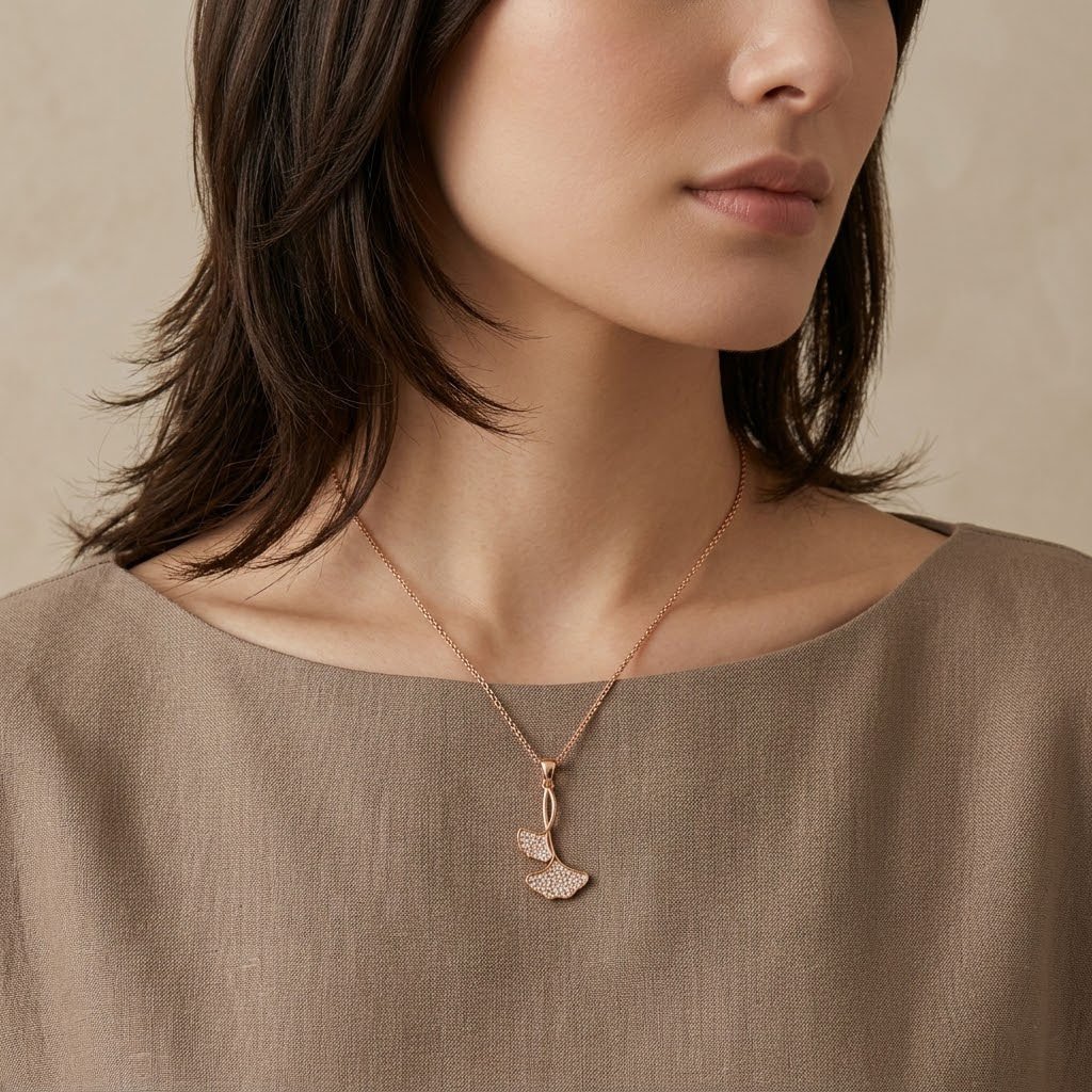 Crystal Leaf Drop Pendant Chain