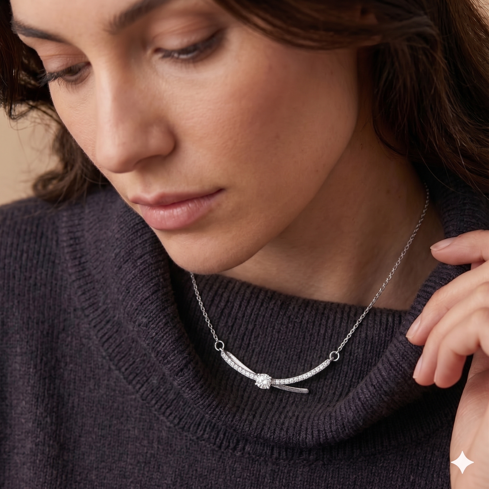 Minimal Crystal Curve Chain Necklace