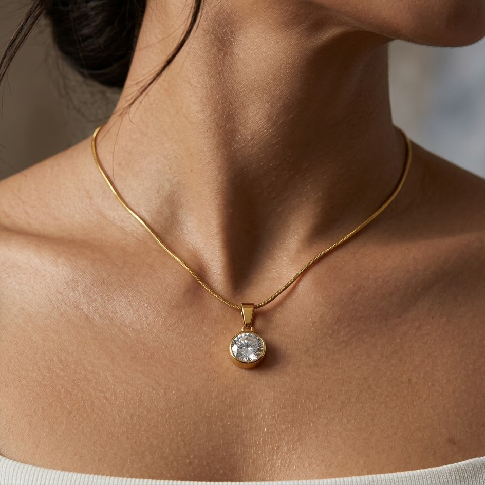 Solitaire Crystal Pendant Chain