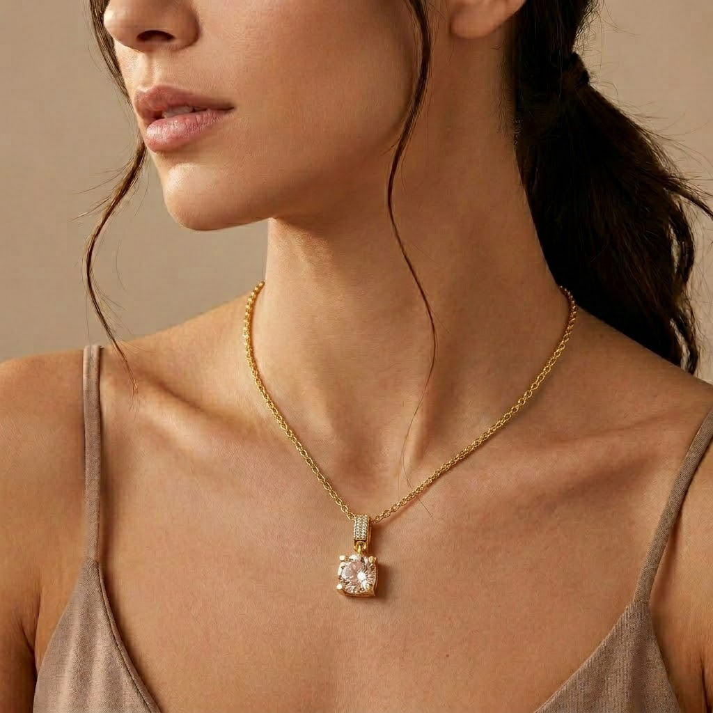 Square Crystal Pendant Chain