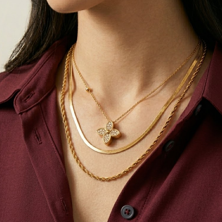 Layered Clover Charm Chain